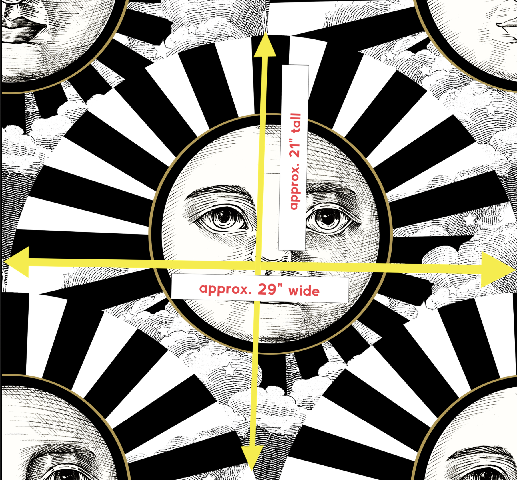 Vintage Black, White & Gold Sunshine Wallpaper - Large