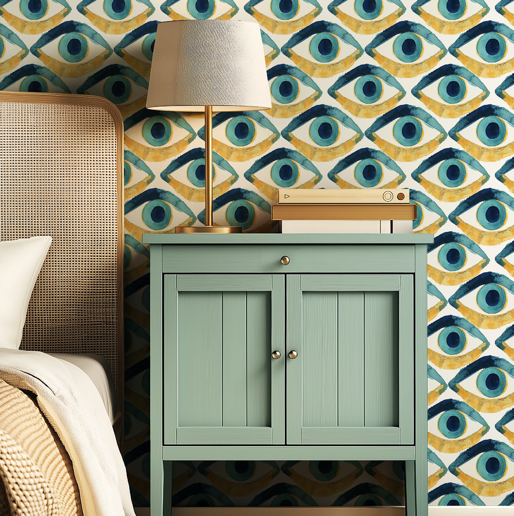 Hamsa Eye Aqua Blue Wallpaper