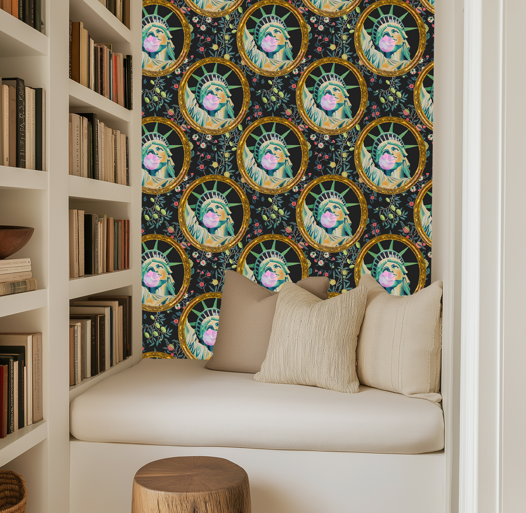 Quirky Statue of Liberty Bubble Gum Art Wallpaper