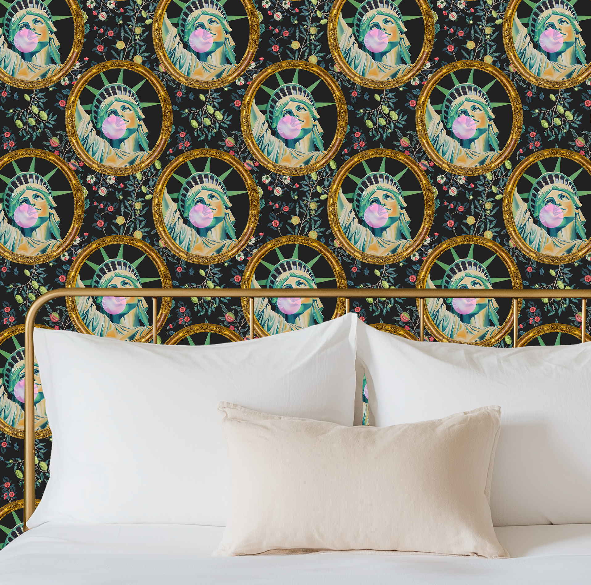 Quirky Statue of Liberty Bubble Gum Art Wallpaper