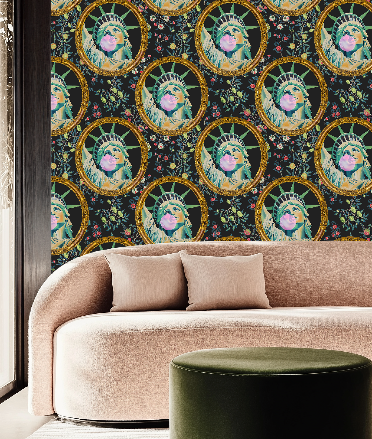 Quirky Statue of Liberty Bubble Gum Art Wallpaper