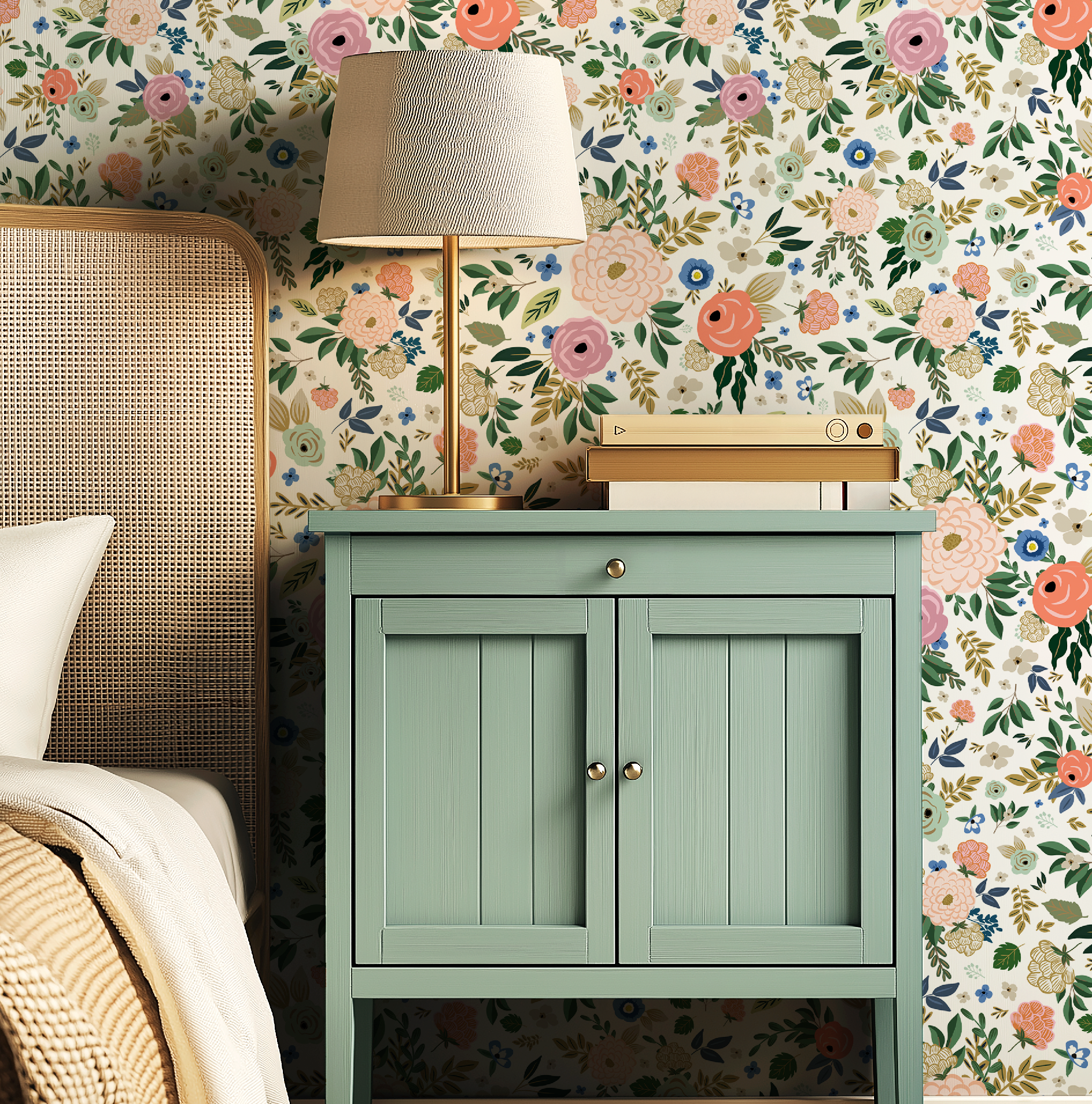 Vibrant Hand-Drawn Floral Wallpaper