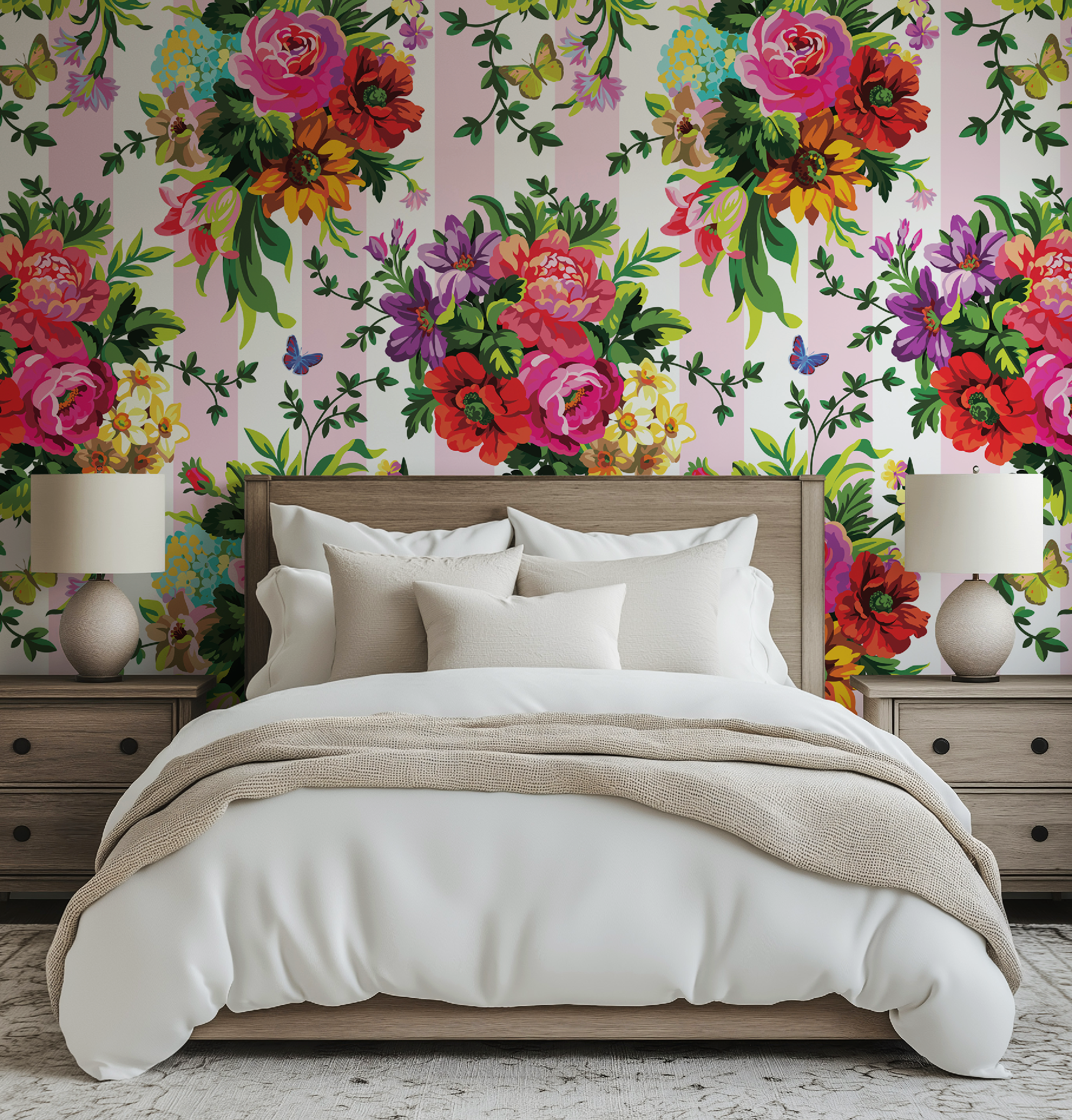 Vibrant Floral Pop Wallpaper - Large