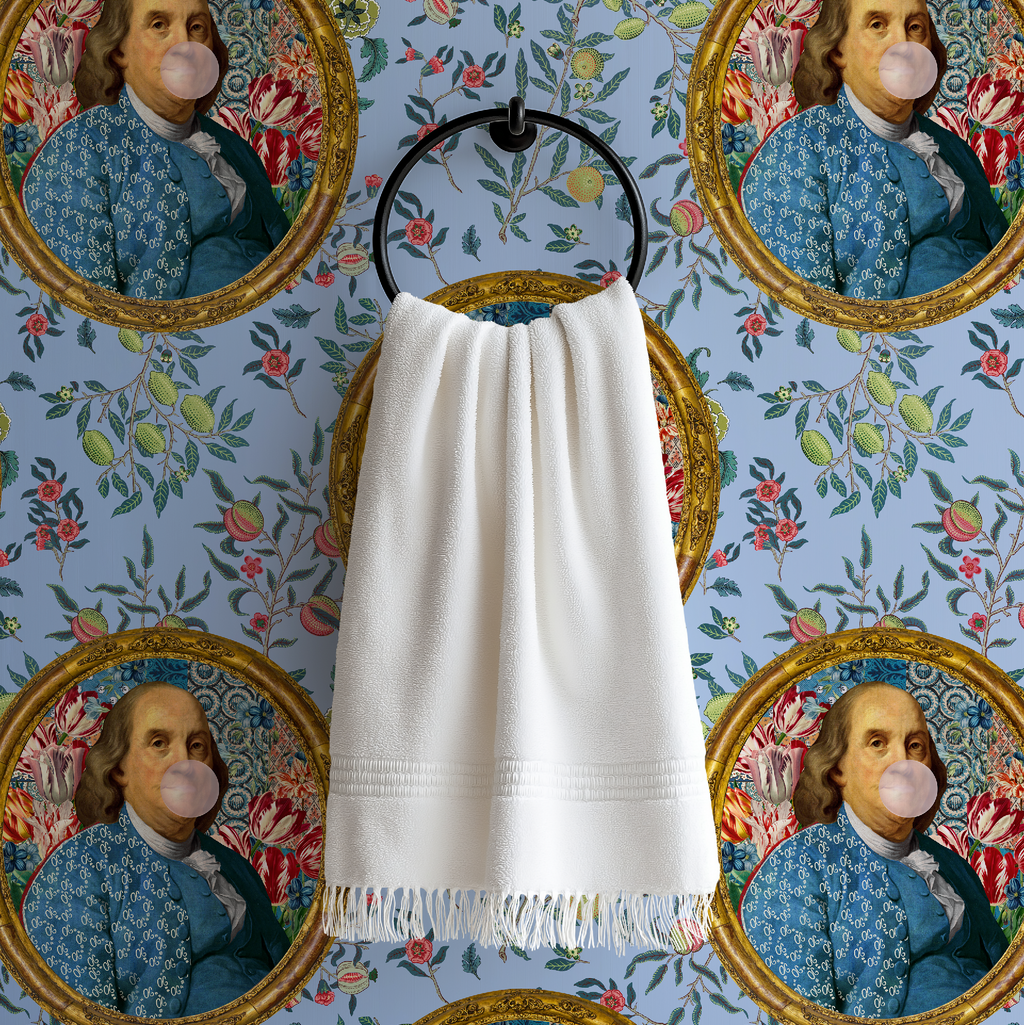 Benjamin Franklin Bubble Gum Funny Wallpaper | Peel and Stick or Traditional | Bathroom Accent Wall