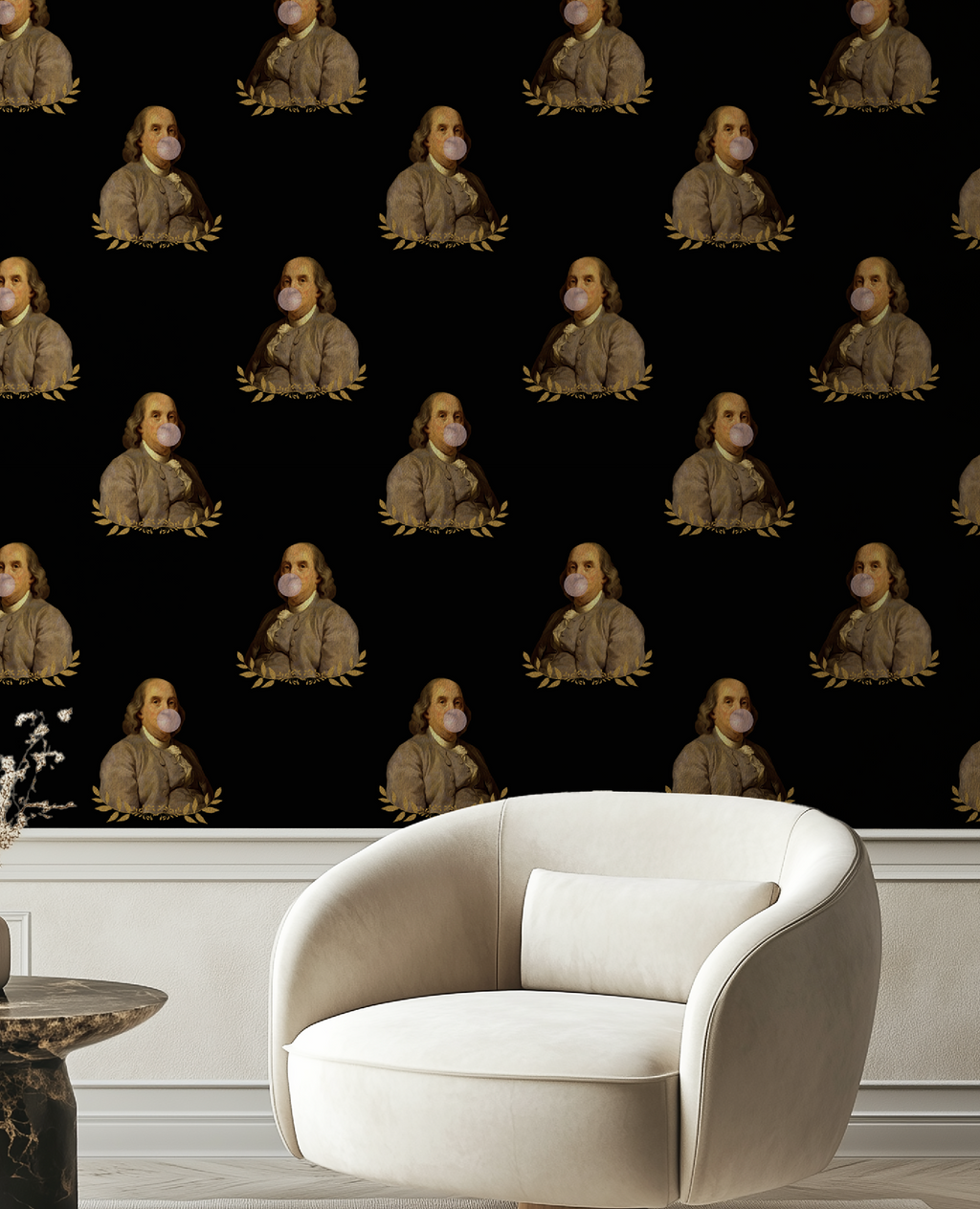 Benjamin Franklin Bubble Gum Glitter Leaf Funny Wallpaper