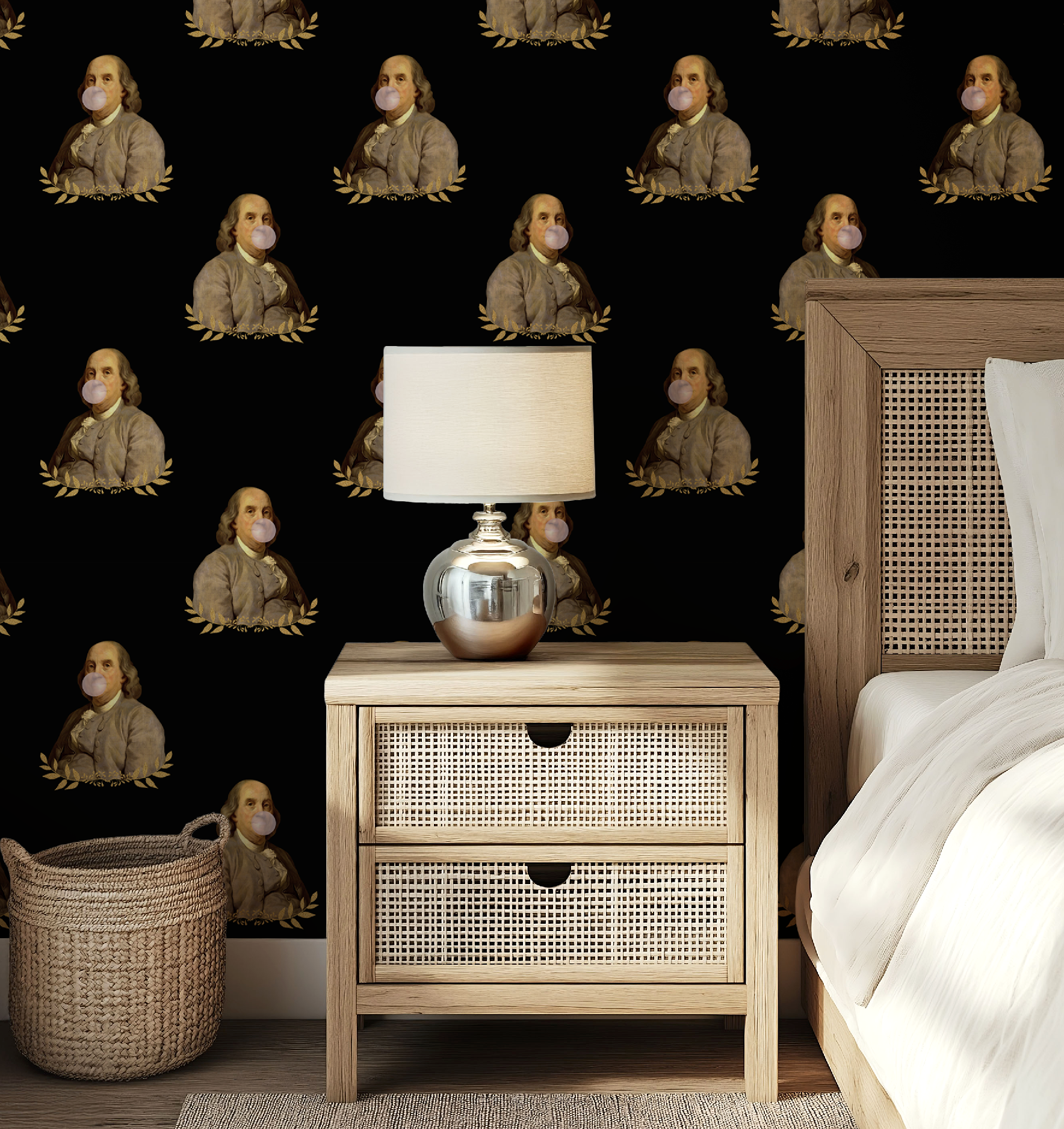 Benjamin Franklin Bubble Gum Glitter Leaf Funny Wallpaper