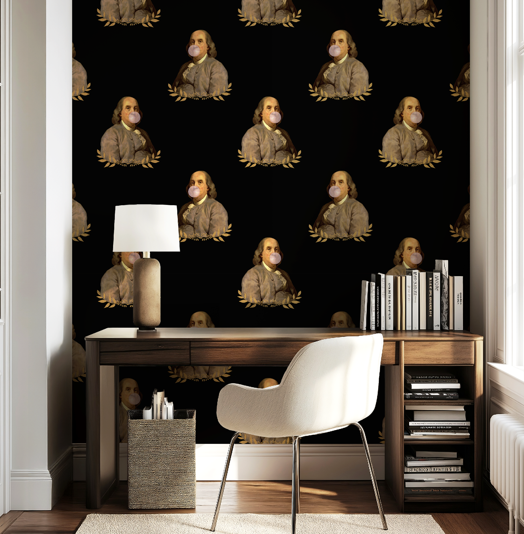 Benjamin Franklin Bubble Gum Glitter Leaf Funny Wallpaper