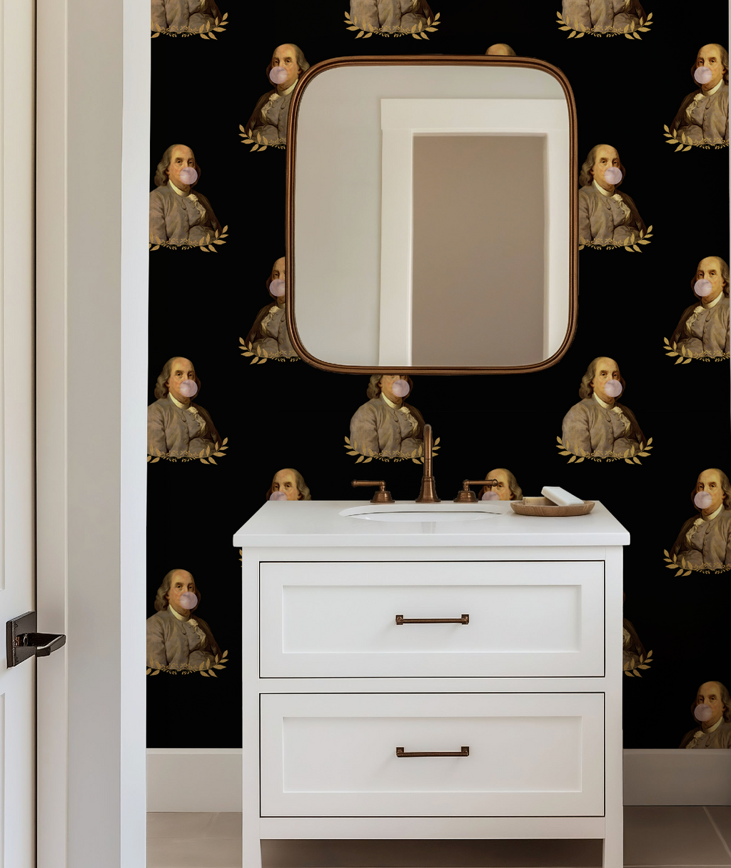 Benjamin Franklin Bubble Gum Glitter Leaf Funny Wallpaper