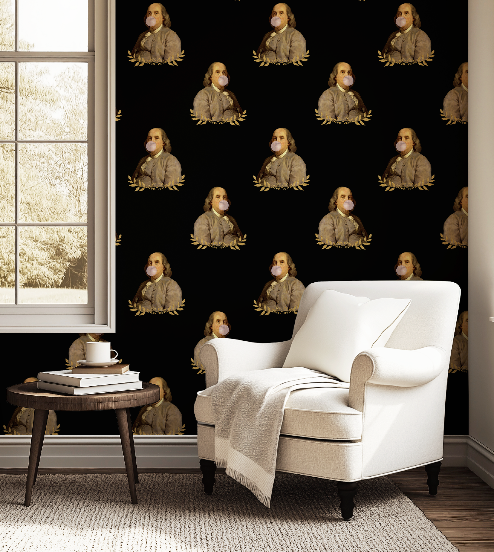 Benjamin Franklin Bubble Gum Glitter Leaf Funny Wallpaper