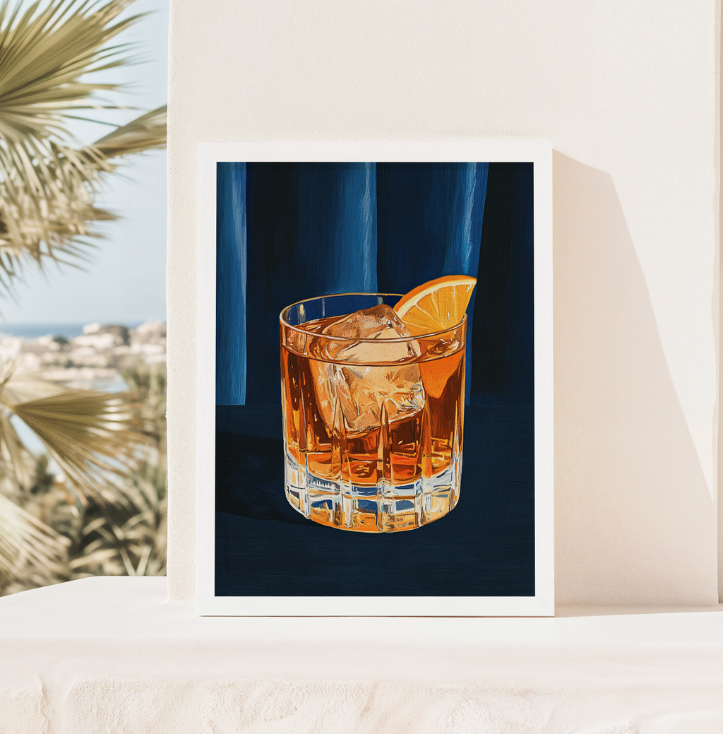Vintage Whiskey Sour Cocktail Art Print - Mid-Century Bar Illustration, Bourbon Drink Wall Decor