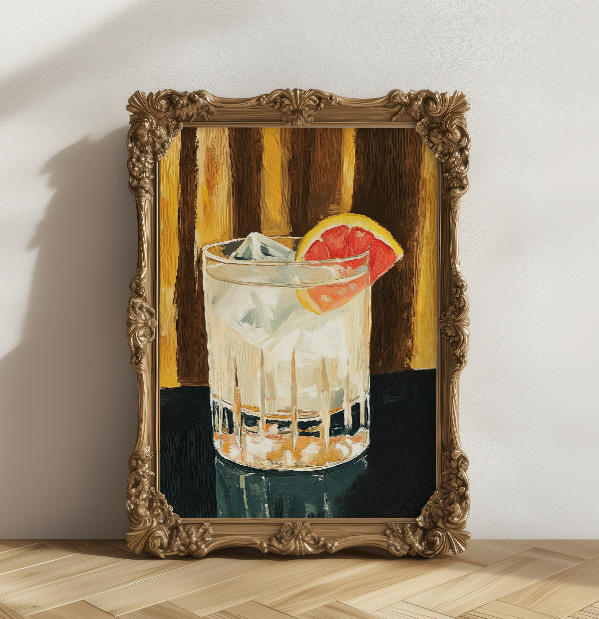Vibrant Pink Grapefruit Paloma Cocktail Art Print - Retro Bar Decor, Citrus Kitchen Poster, Home Gift