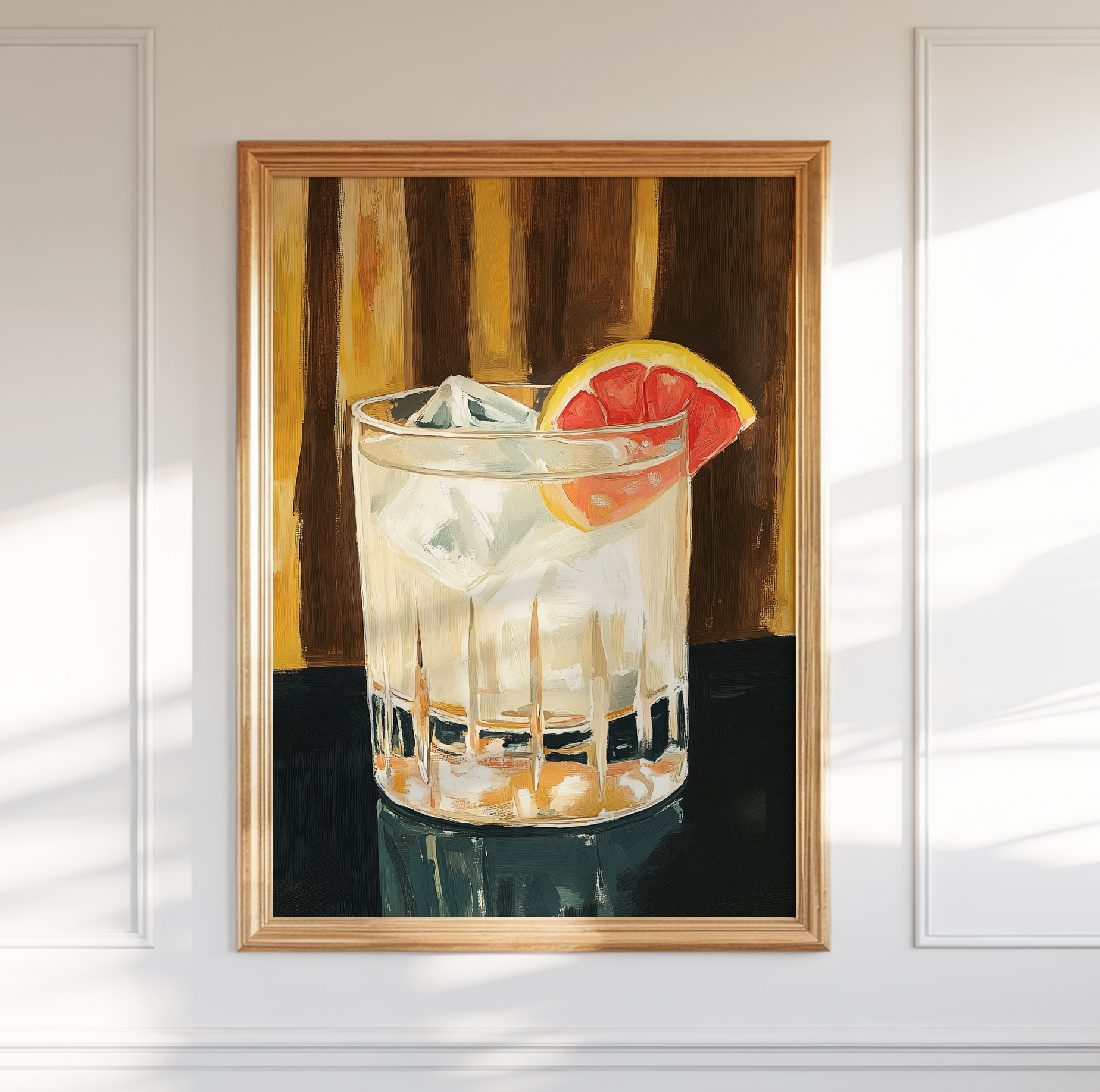 Vibrant Pink Grapefruit Paloma Cocktail Art Print - Retro Bar Decor, Citrus Kitchen Poster, Home Gift