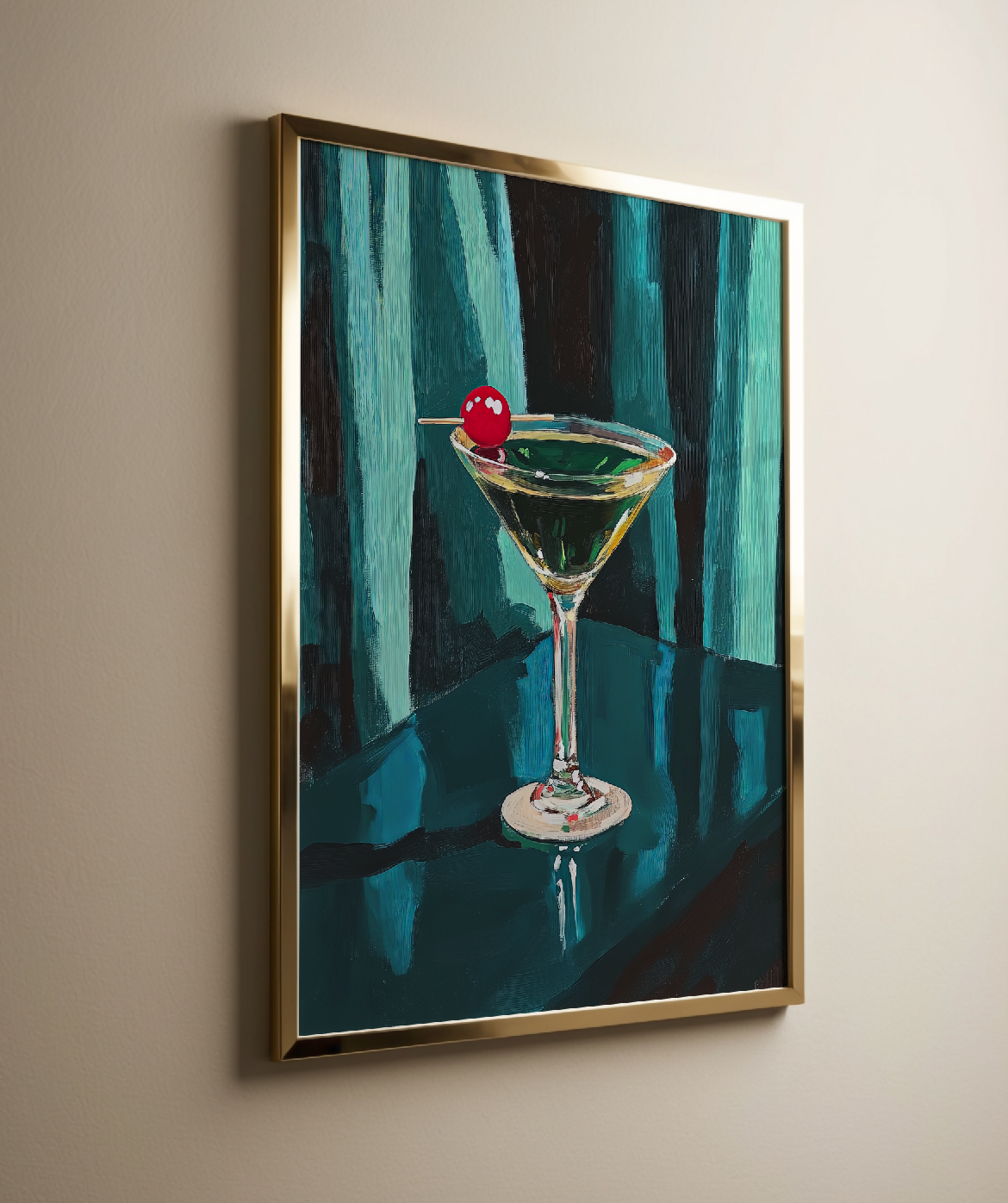 Retro Martini Cocktail Art Print - Minimalist Bar Decor, Mid-Century Drink Illustration Gift