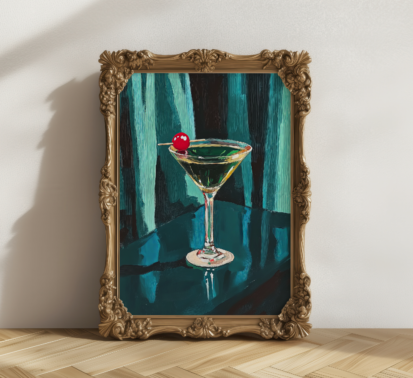 Retro Martini Cocktail Art Print - Minimalist Bar Decor, Mid-Century Drink Illustration Gift