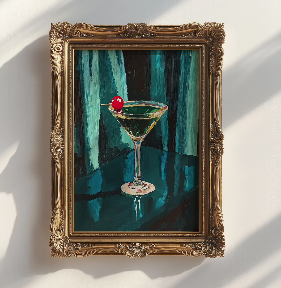 Retro Martini Cocktail Art Print - Minimalist Bar Decor, Mid-Century Drink Illustration Gift