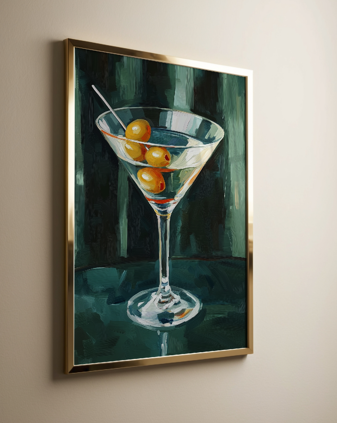 Minimalist Martini Cocktail Art Print - Classic Bar Wall Decor, Retro Drink Illustration Poster