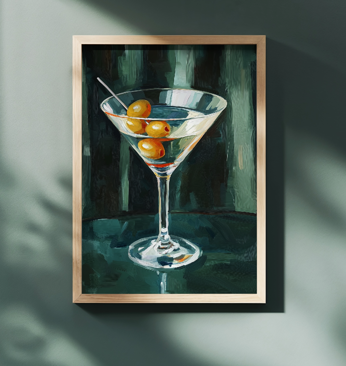 Minimalist Martini Cocktail Art Print - Classic Bar Wall Decor, Retro Drink Illustration Poster