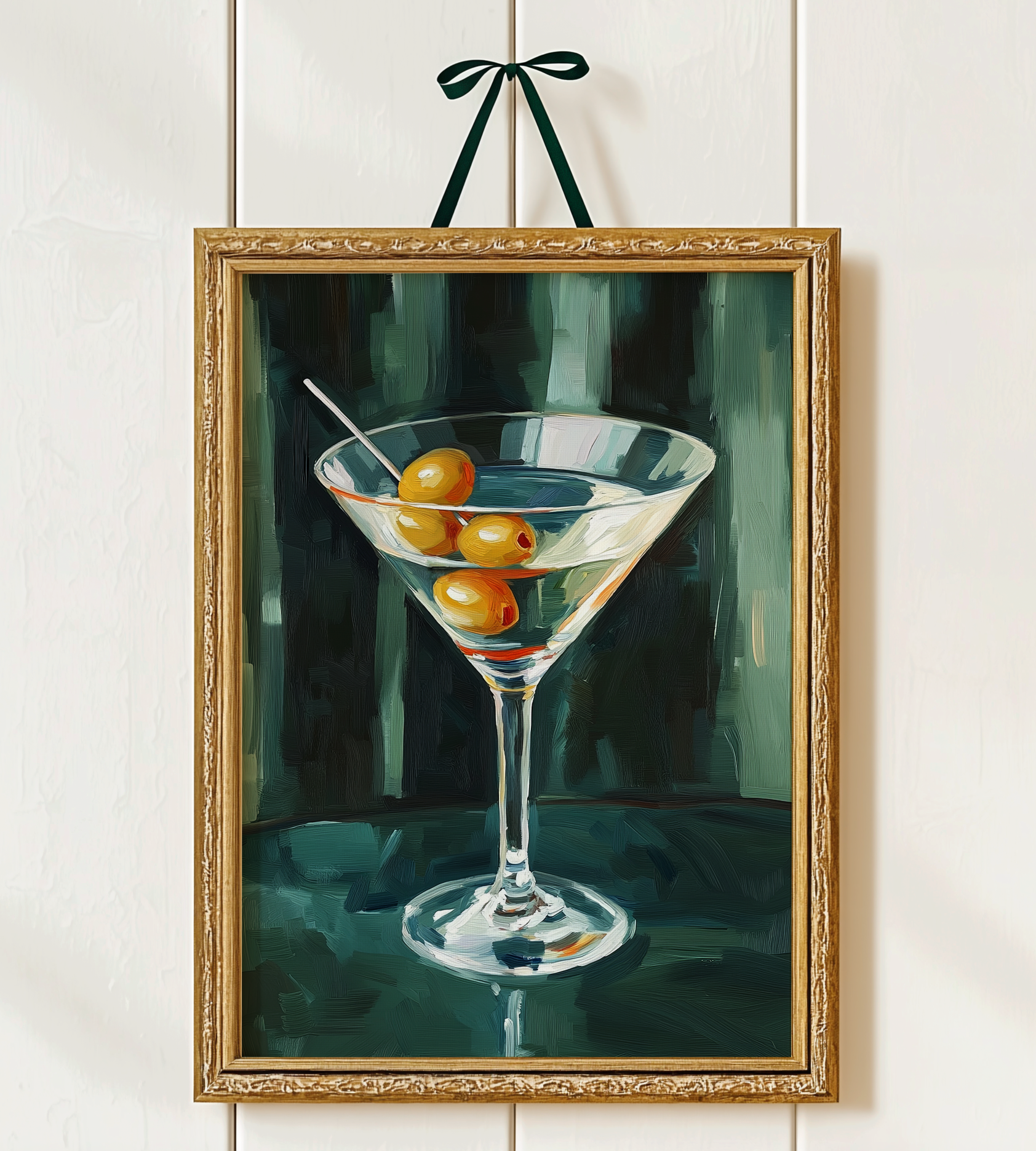 Minimalist Martini Cocktail Art Print - Classic Bar Wall Decor, Retro Drink Illustration Poster
