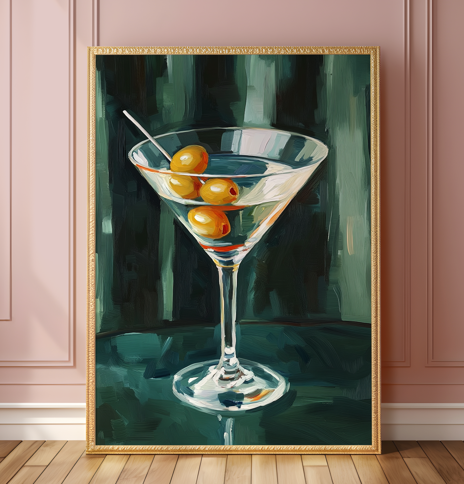 Minimalist Martini Cocktail Art Print - Classic Bar Wall Decor, Retro Drink Illustration Poster