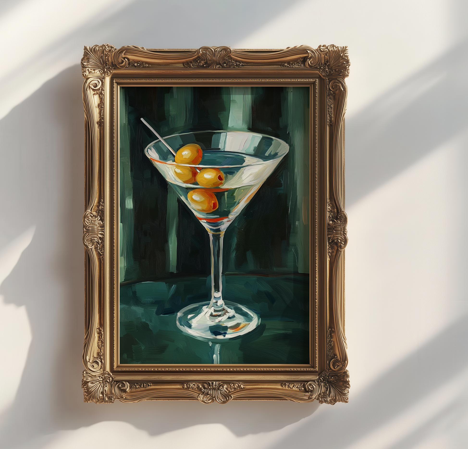 Minimalist Martini Cocktail Art Print - Classic Bar Wall Decor, Retro Drink Illustration Poster