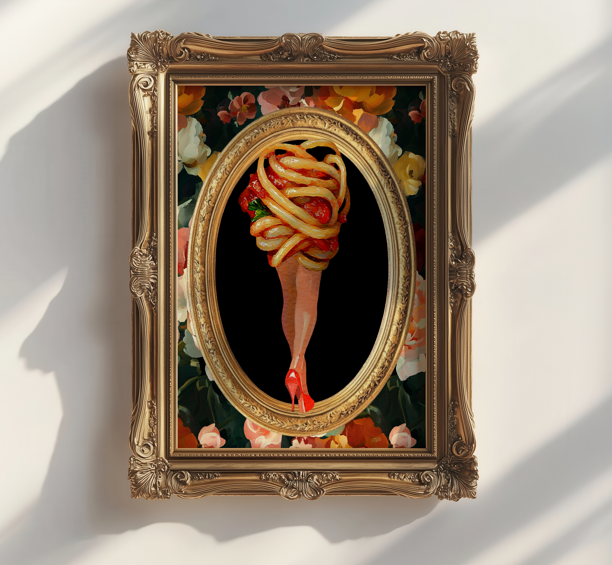 Quirky Pasta Legs Kitchen Wall Art | Foodie Spaghetti Print | Girly Carb Lovers Decor