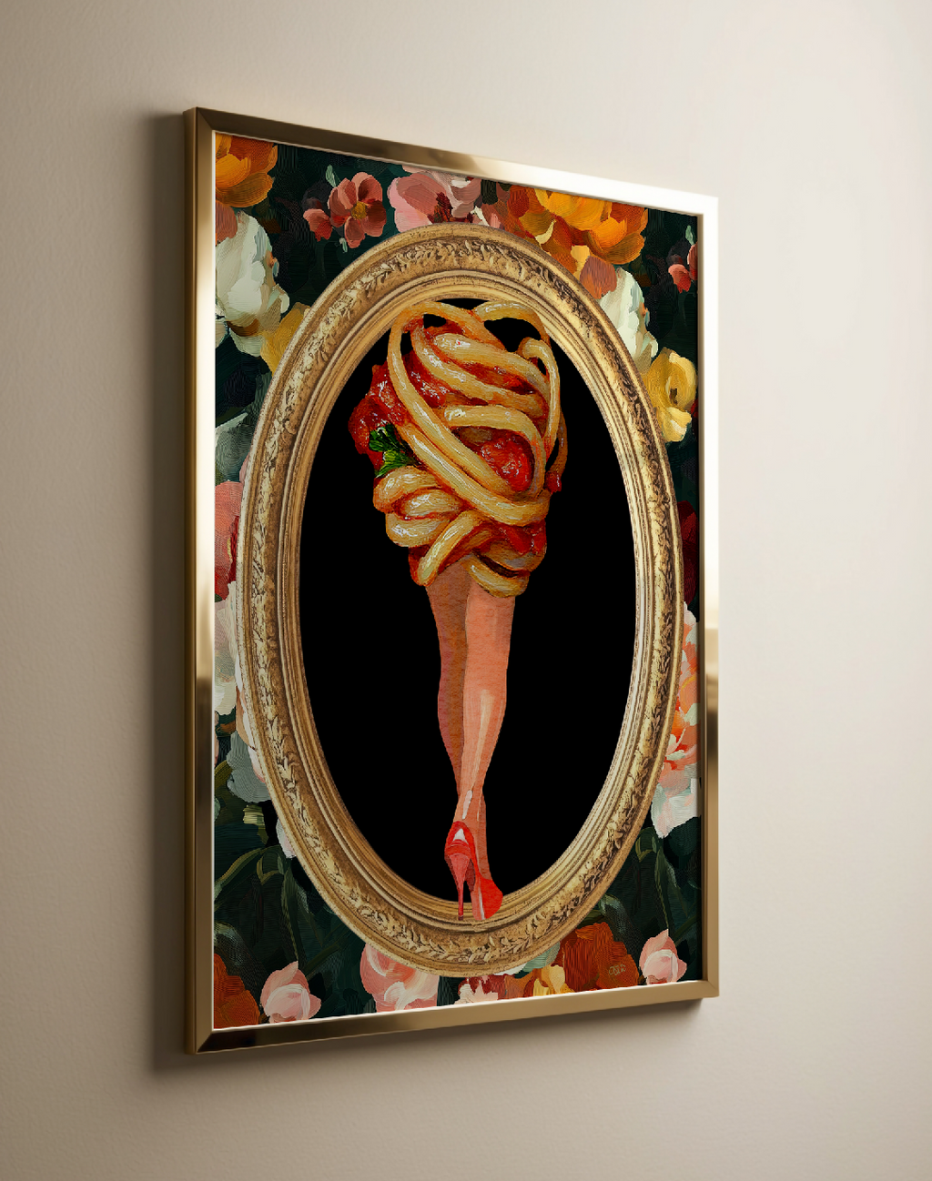 Quirky Pasta Legs Kitchen Wall Art | Foodie Spaghetti Print | Girly Carb Lovers Decor