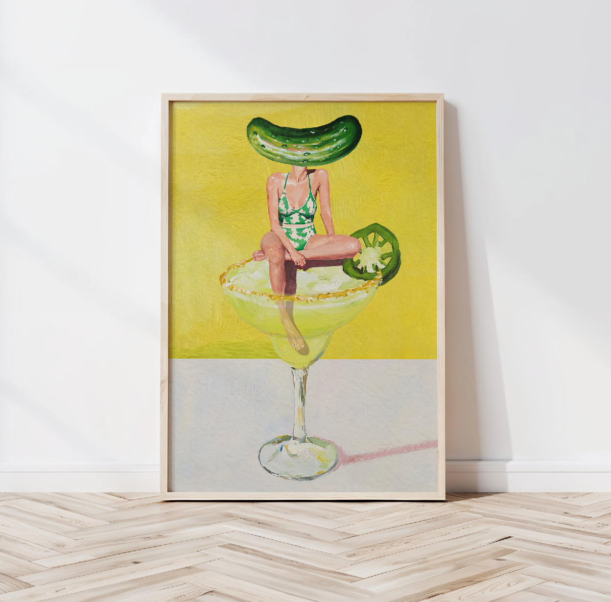 Spicy Pickle Jalapeño Margarita Retro Wall Art Poster - Fun Bar Decor for Cocktail Enthusiasts