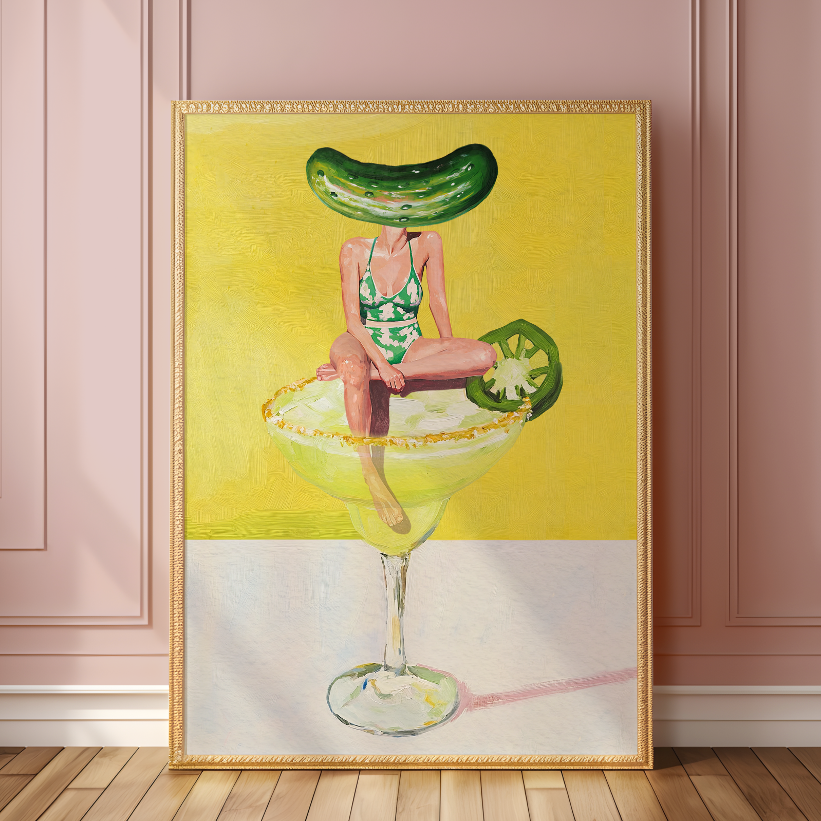 Spicy Pickle Jalapeño Margarita Retro Wall Art Poster - Fun Bar Decor for Cocktail Enthusiasts