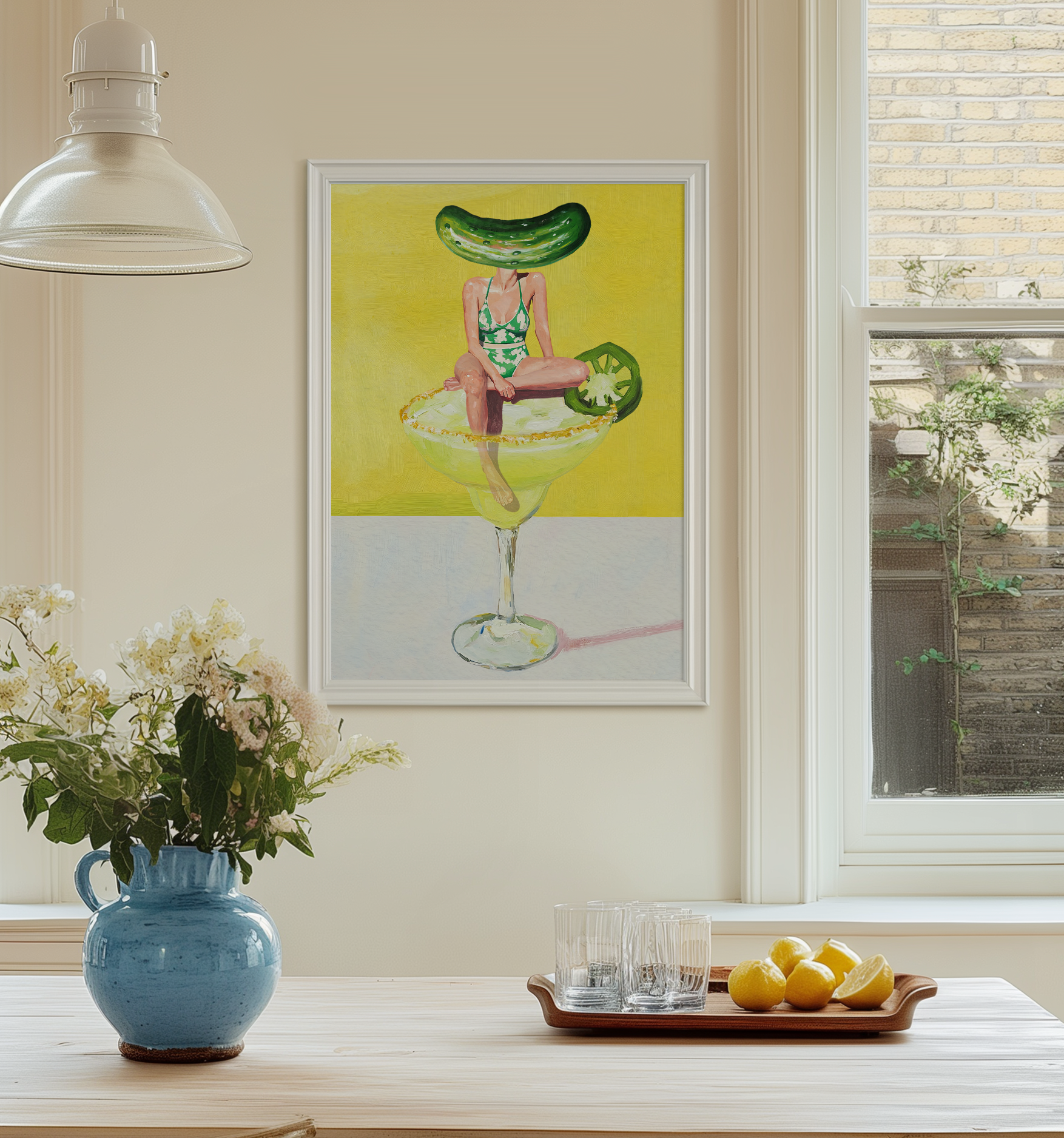 Spicy Pickle Jalapeño Margarita Retro Wall Art Poster - Fun Bar Decor for Cocktail Enthusiasts