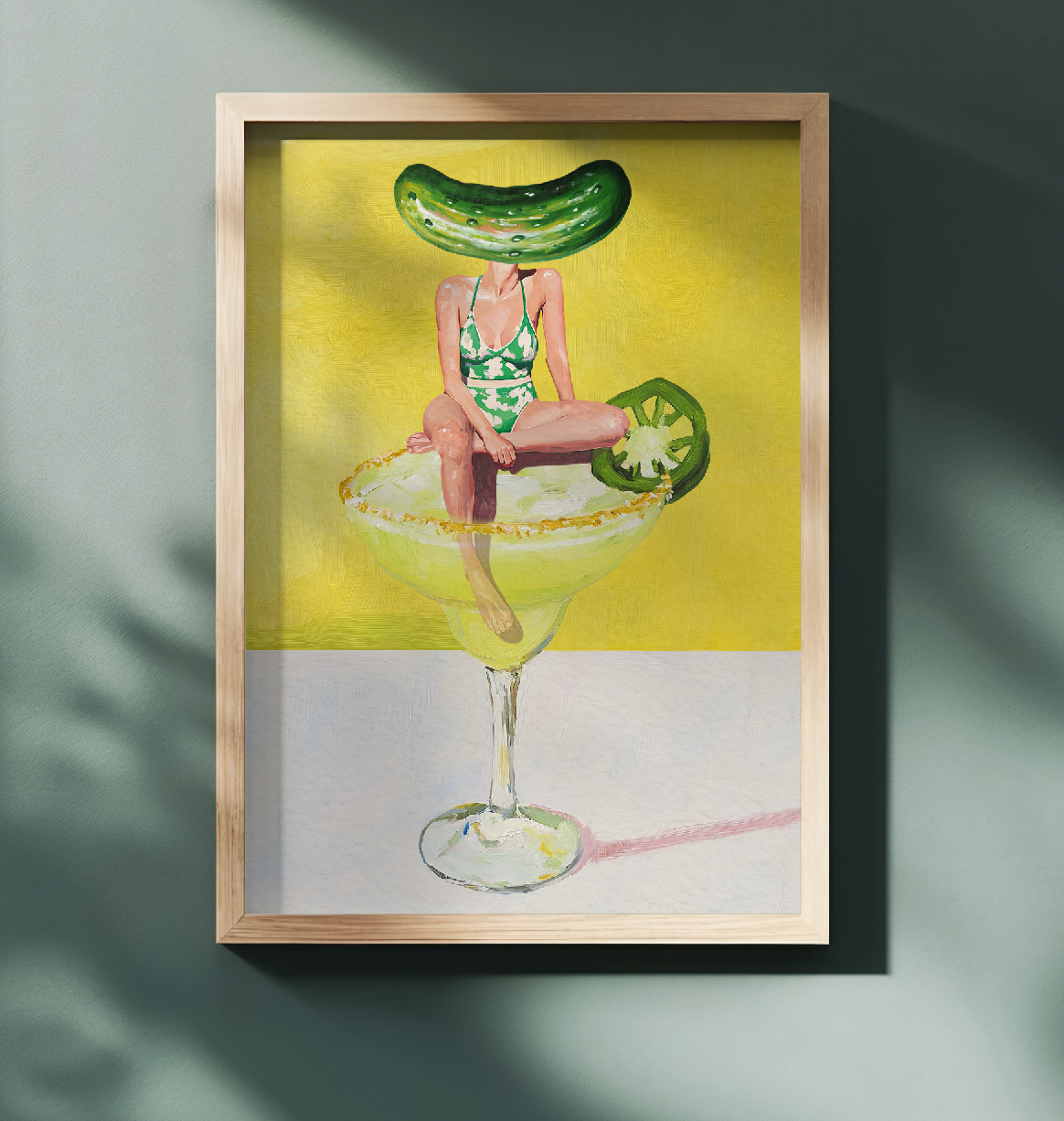 Spicy Pickle Jalapeño Margarita Retro Wall Art Poster - Fun Bar Decor for Cocktail Enthusiasts