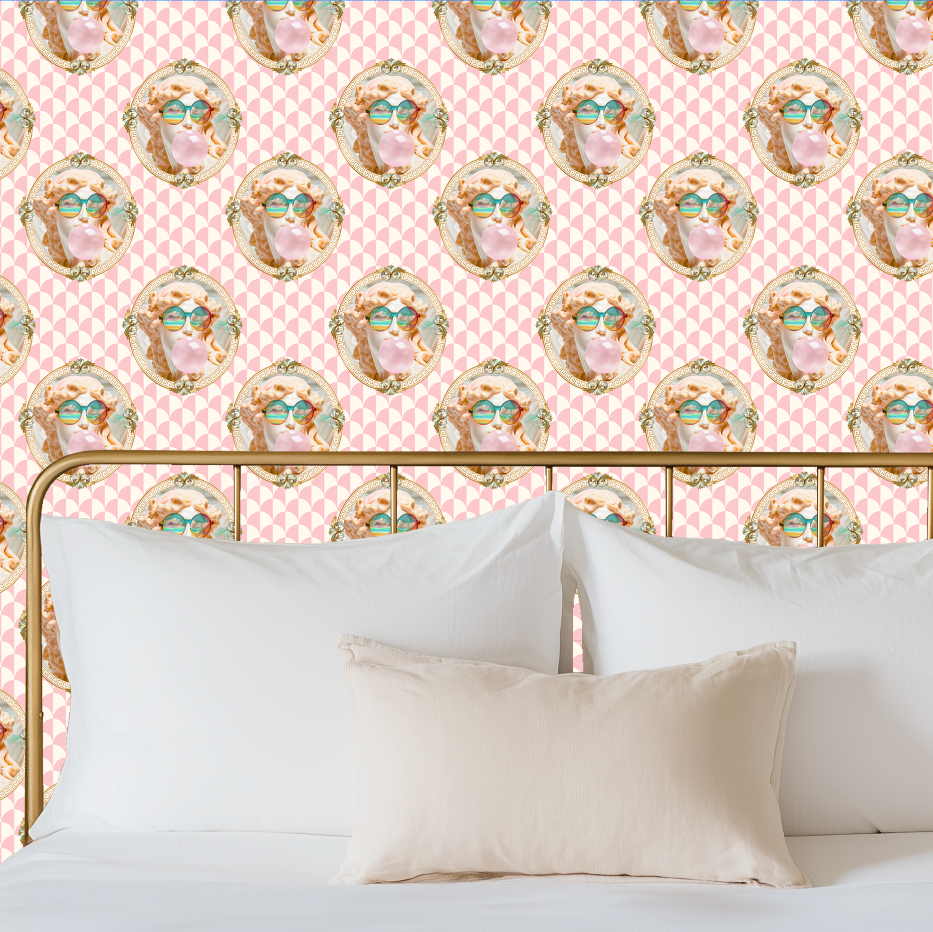 Vibrant Venus Bubble Gum Greco-Roman Wallpaper