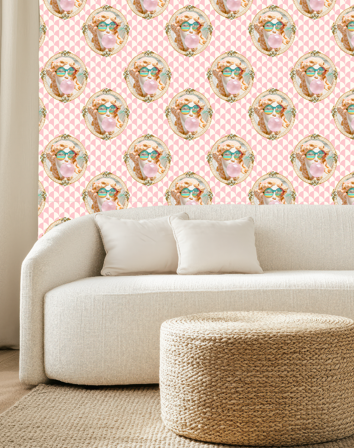 Vibrant Venus Bubble Gum Greco-Roman Wallpaper