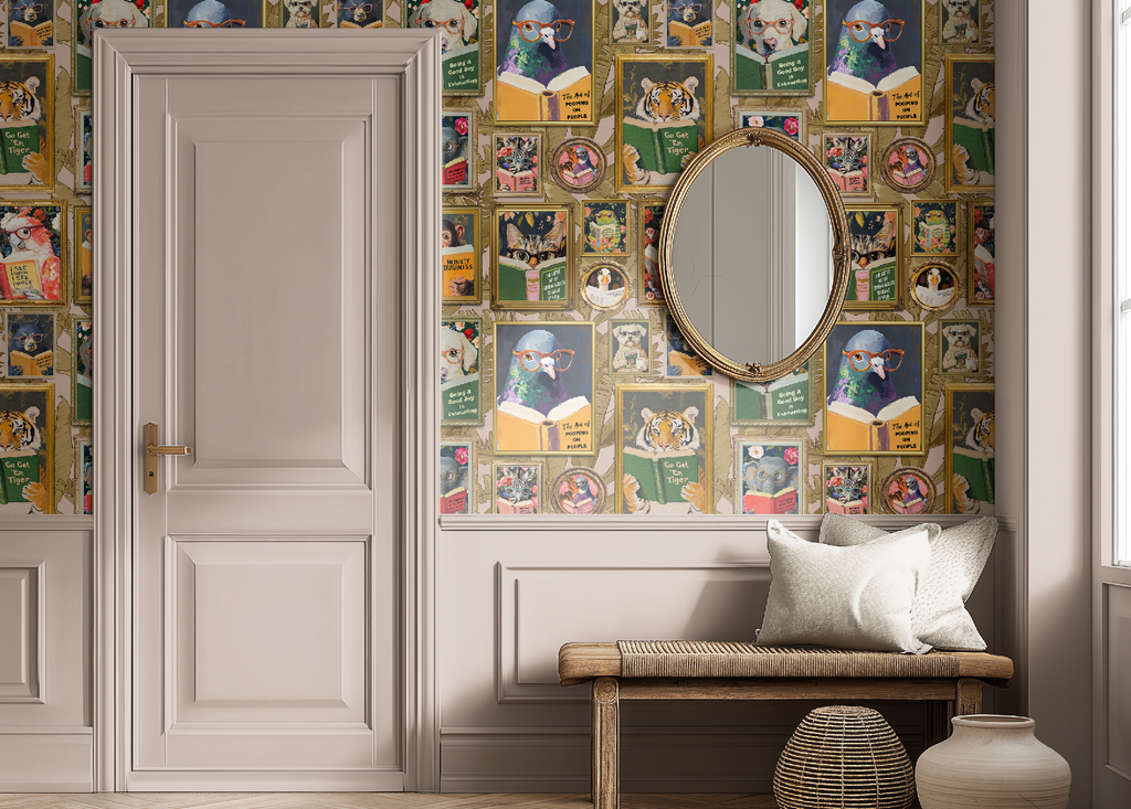 Whimsical Animals Reading Wallpaper - Version 2