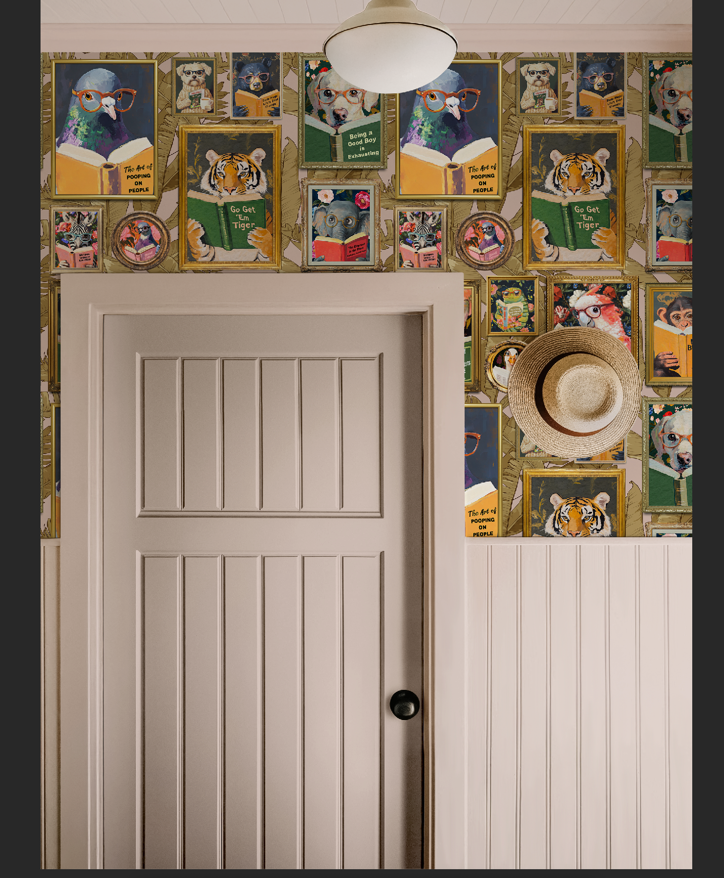 Whimsical Animals Reading Wallpaper - Version 2