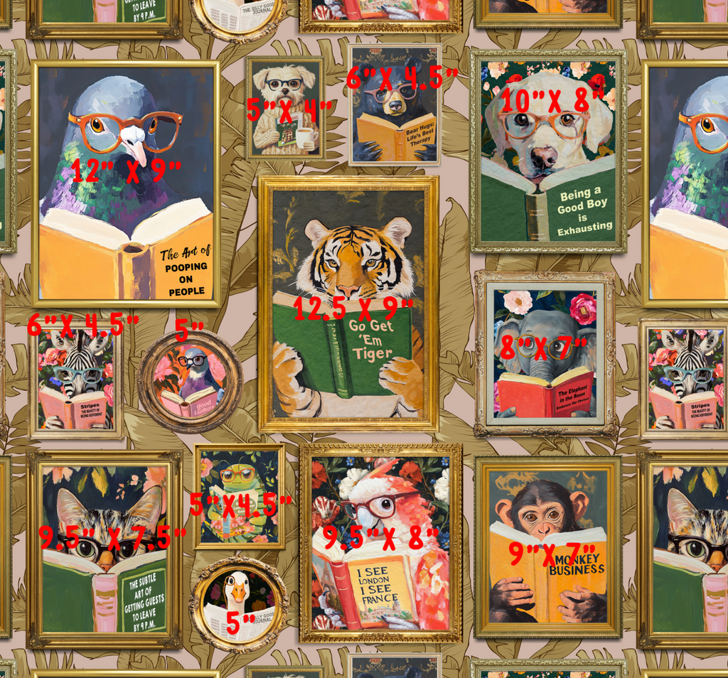 Whimsical Animals Reading Wallpaper - Version 2