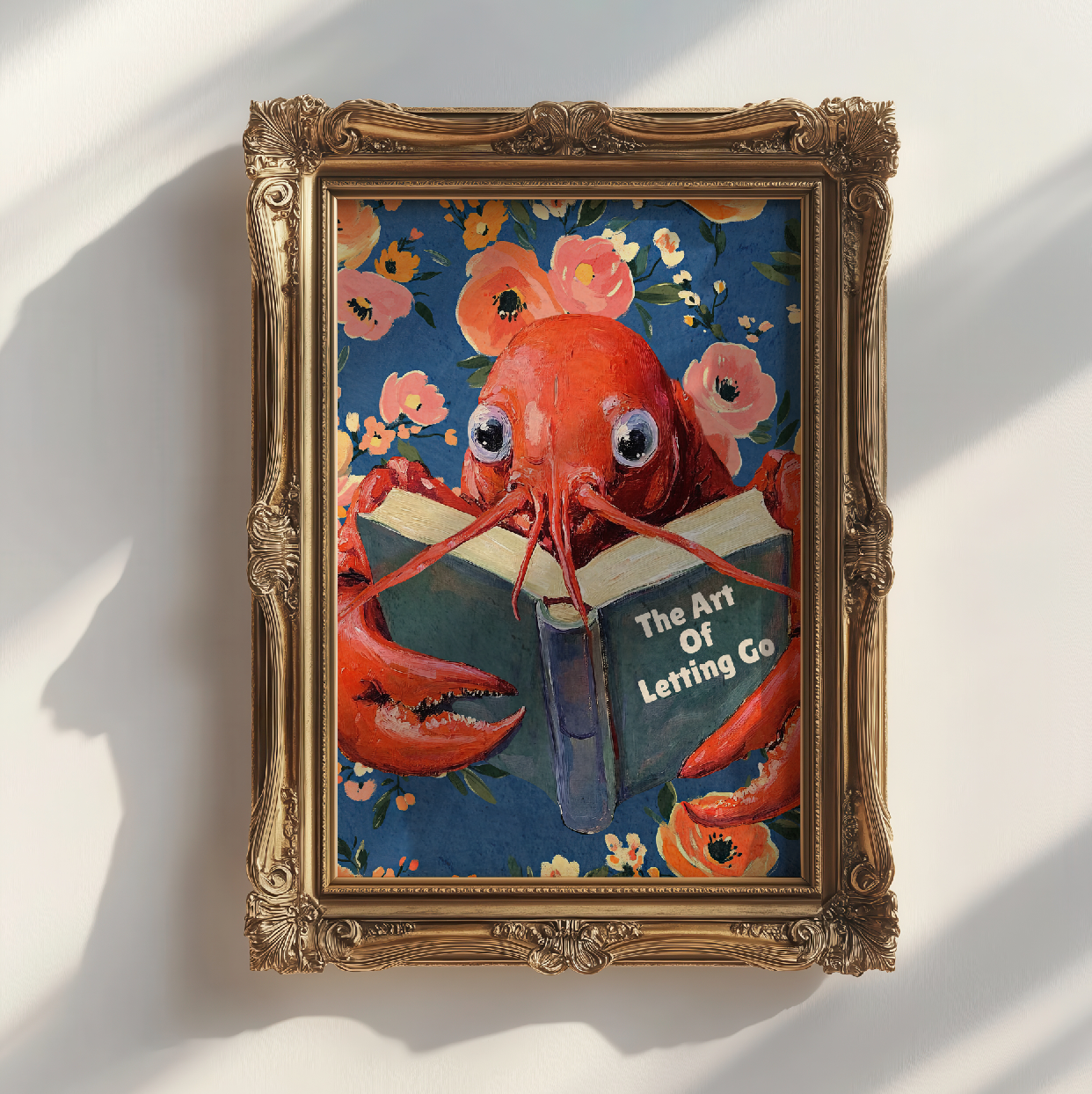 Lobster Reading “The Art of Letting Go” – Funny Book Art Print, Quirky Librarian Kitchen or Shelf Decor