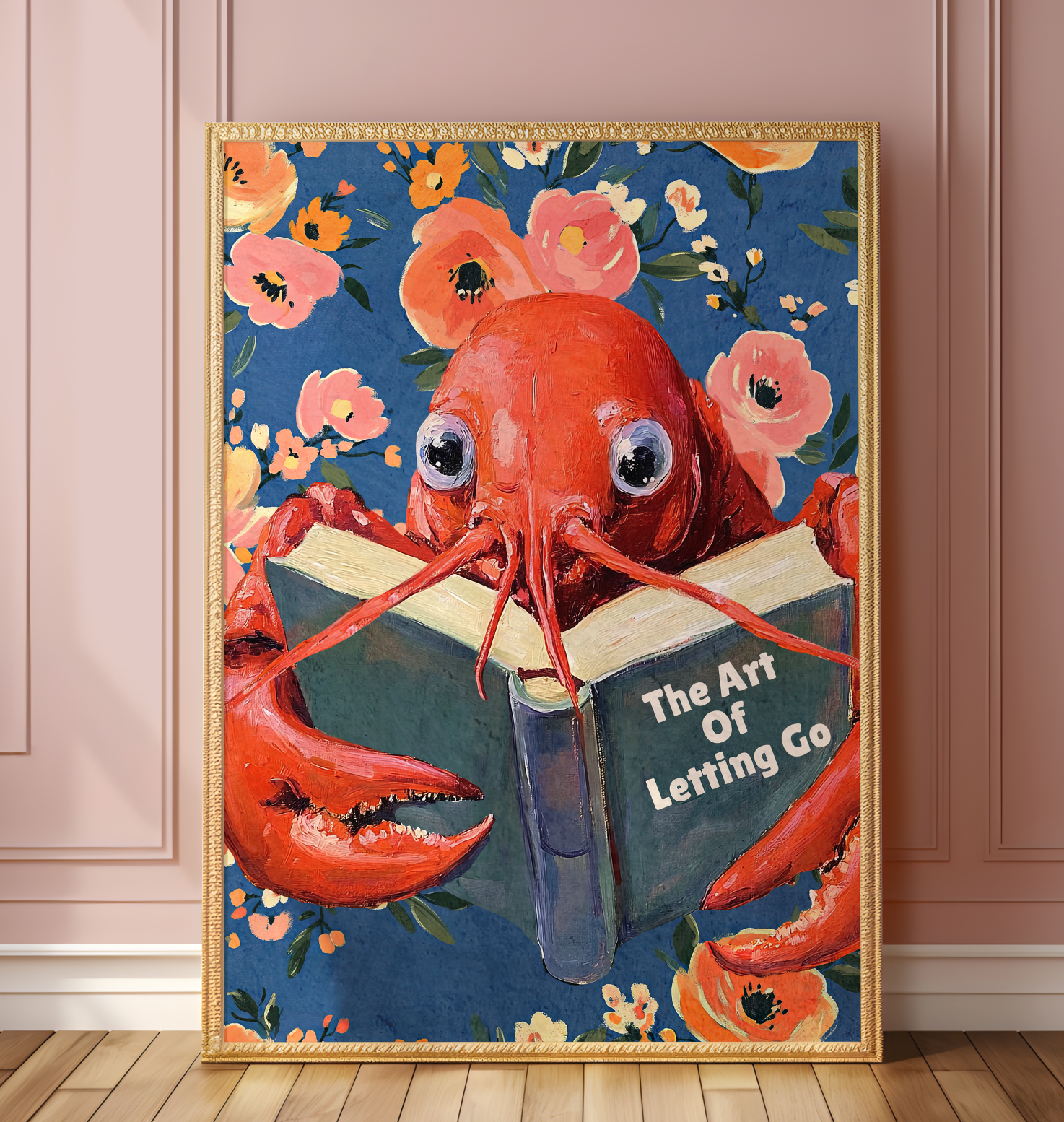 Lobster Reading “The Art of Letting Go” – Funny Book Art Print, Quirky Librarian Kitchen or Shelf Decor