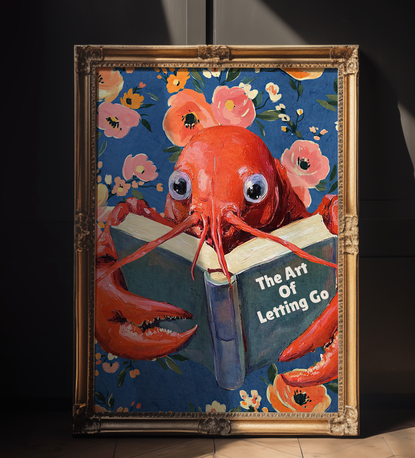 Lobster Reading “The Art of Letting Go” – Funny Book Art Print, Quirky Librarian Kitchen or Shelf Decor