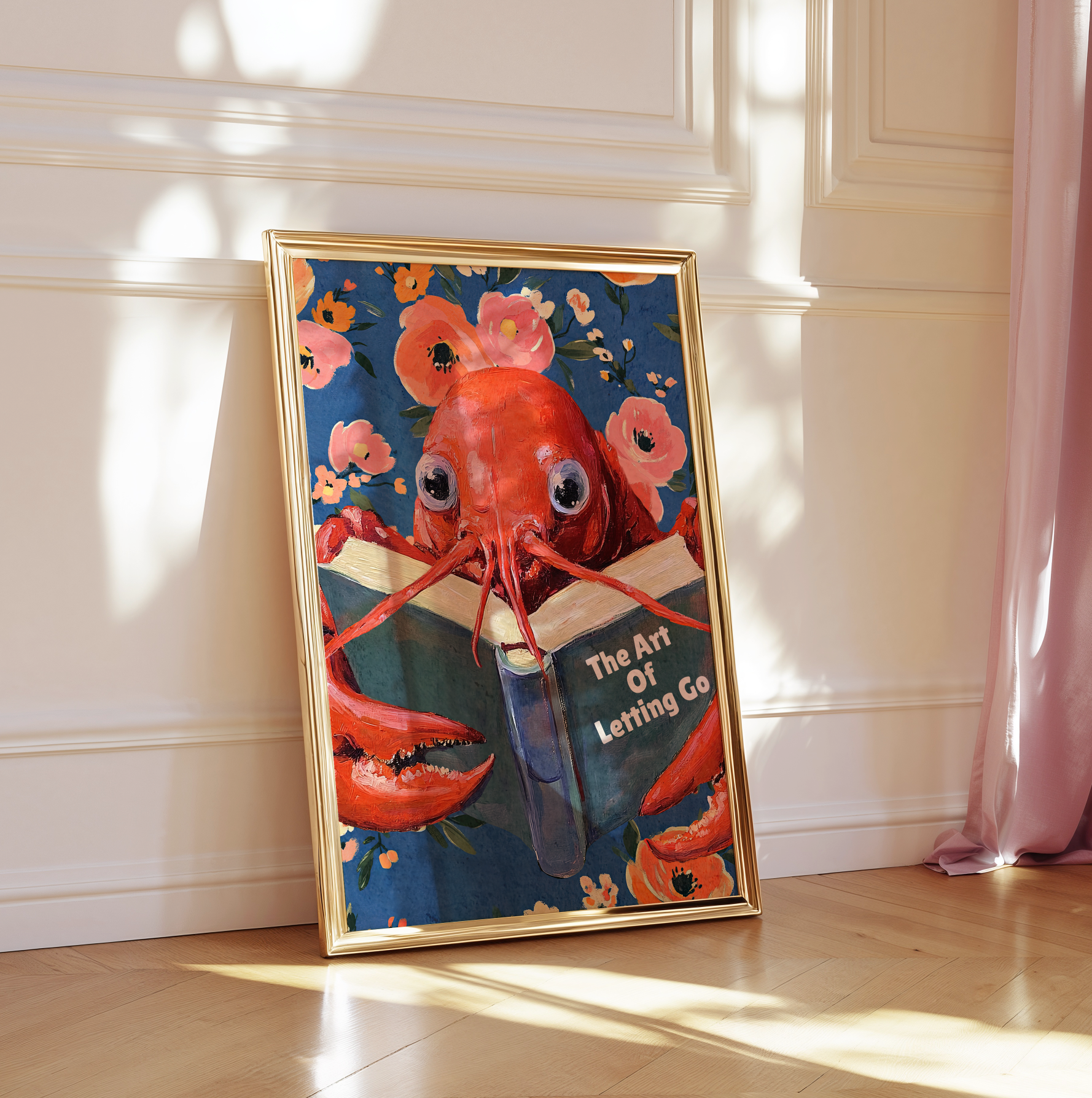 Lobster Reading “The Art of Letting Go” – Funny Book Art Print, Quirky Librarian Kitchen or Shelf Decor