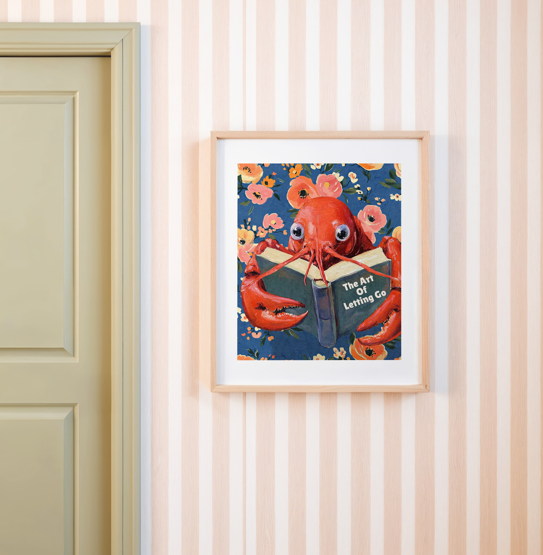 Lobster Reading “The Art of Letting Go” – Funny Book Art Print, Quirky Librarian Kitchen or Shelf Decor