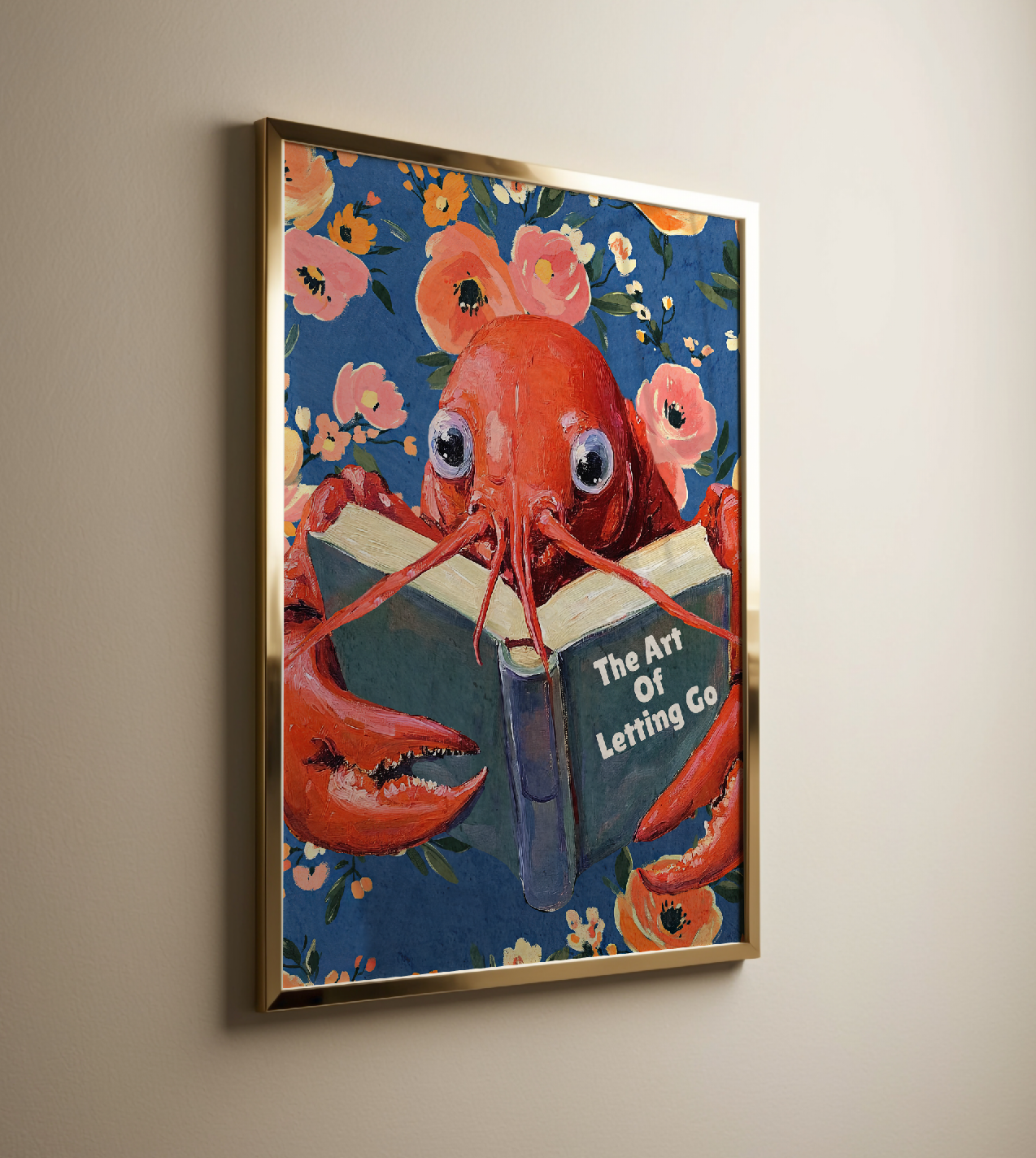 Lobster Reading “The Art of Letting Go” – Funny Book Art Print, Quirky Librarian Kitchen or Shelf Decor