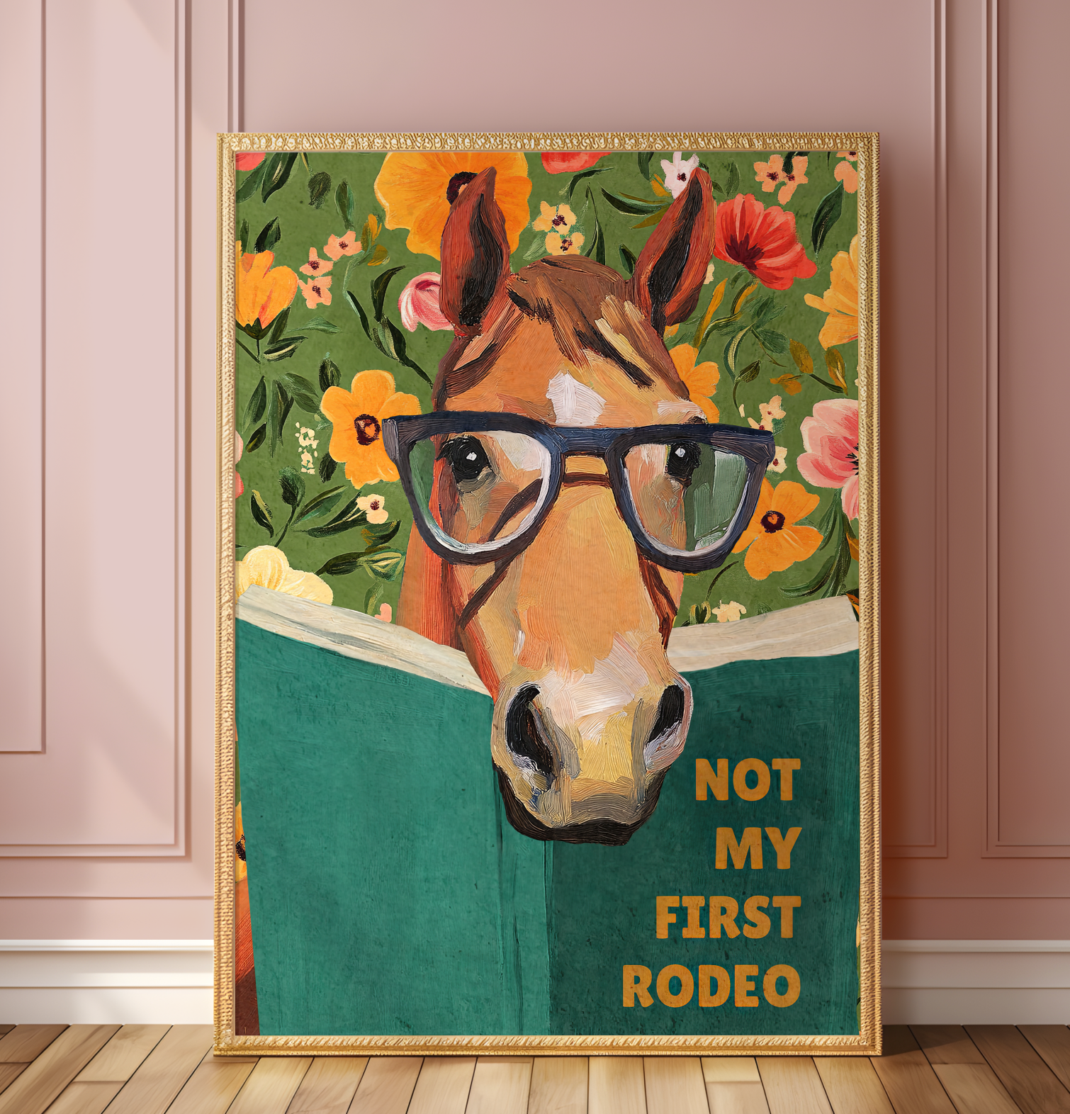 Horse Reading Book Art Print – “Not My First Rodeo” Funny Literary Decor for Horse Lovers