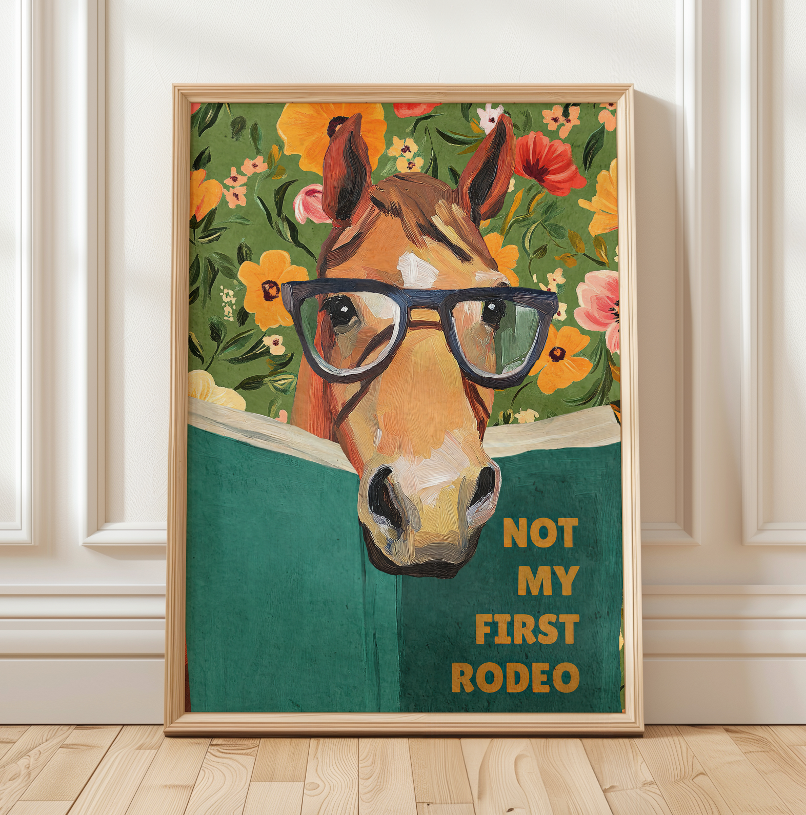 Horse Reading Book Art Print – “Not My First Rodeo” Funny Literary Decor for Horse Lovers