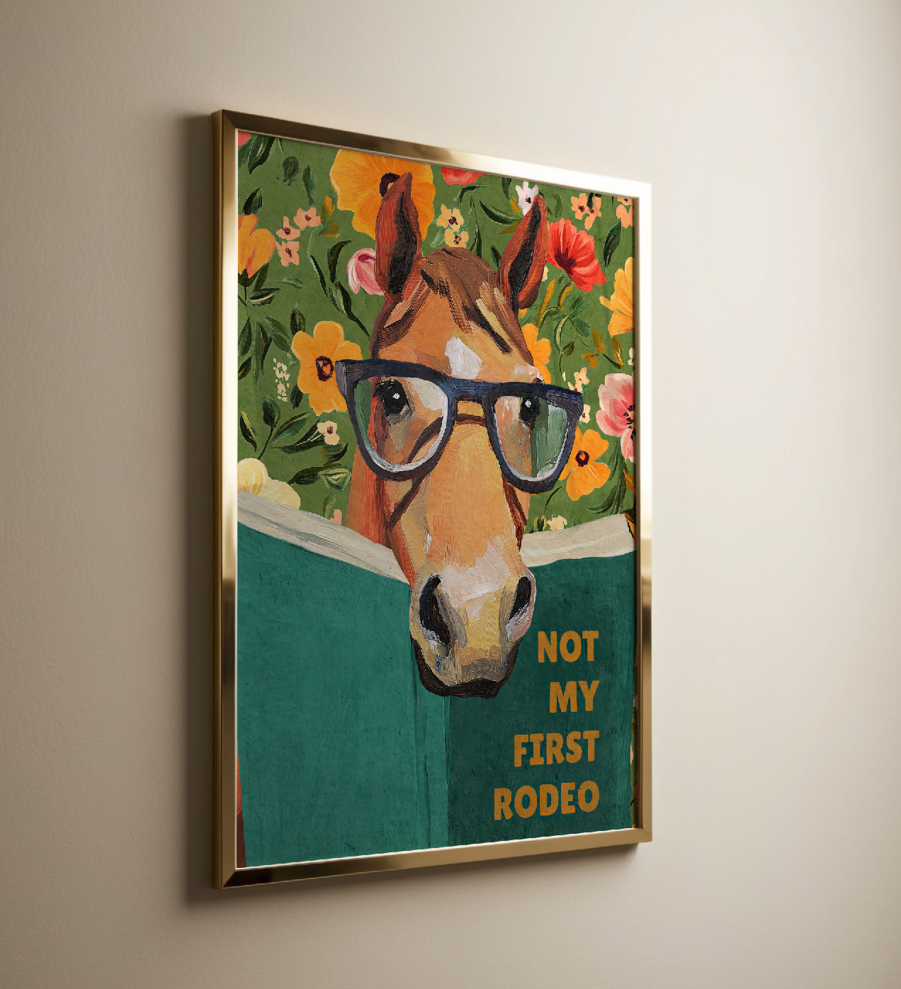 Horse Reading Book Art Print – “Not My First Rodeo” Funny Literary Decor for Horse Lovers