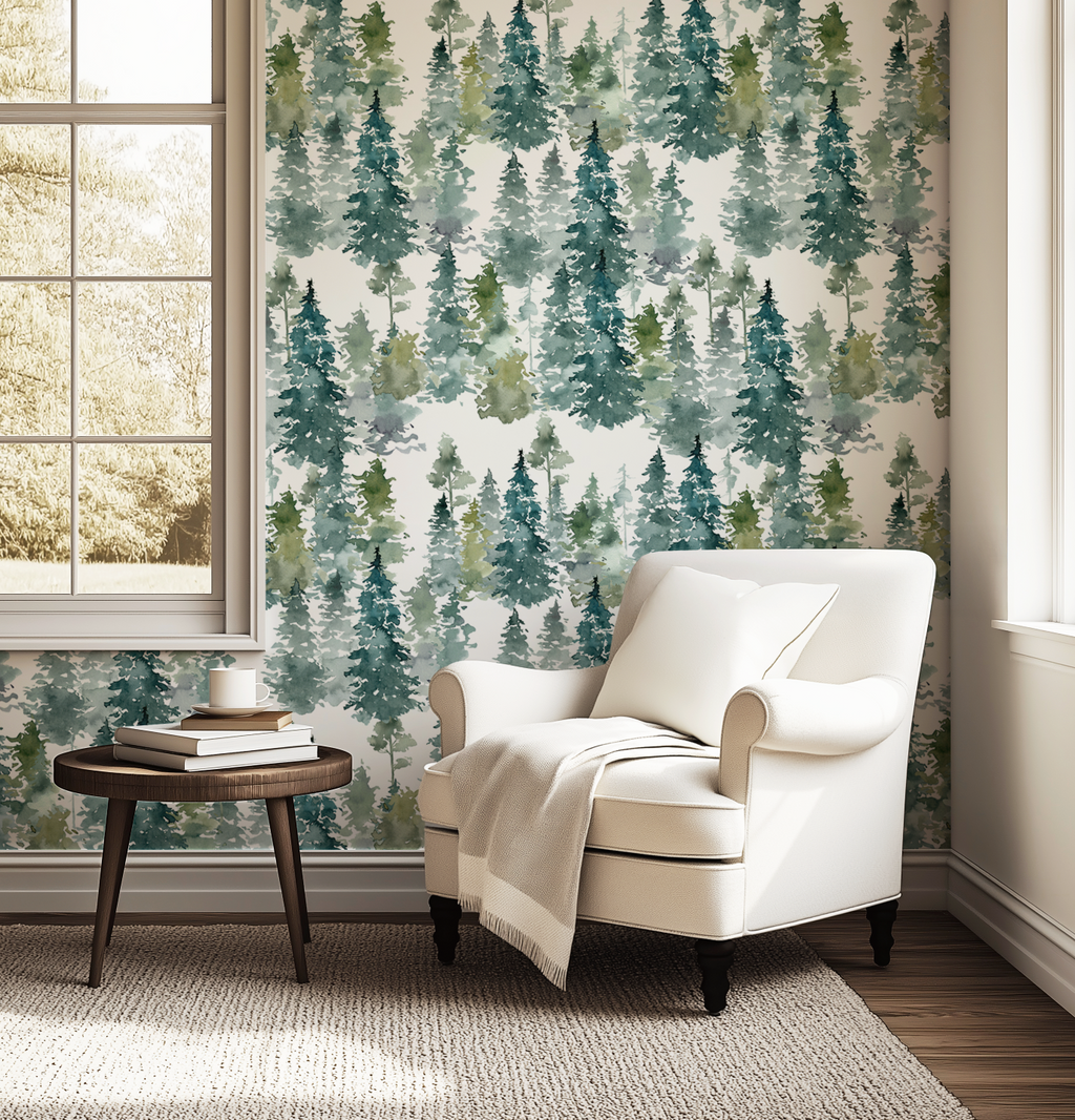 Watercolor Trees Wallpaper