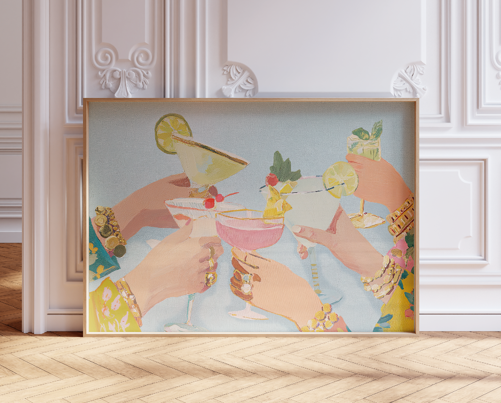Stylish Cocktail Bar Print: Preppy Girls Night Out Martini  Artwork for Home Decor  Version 2