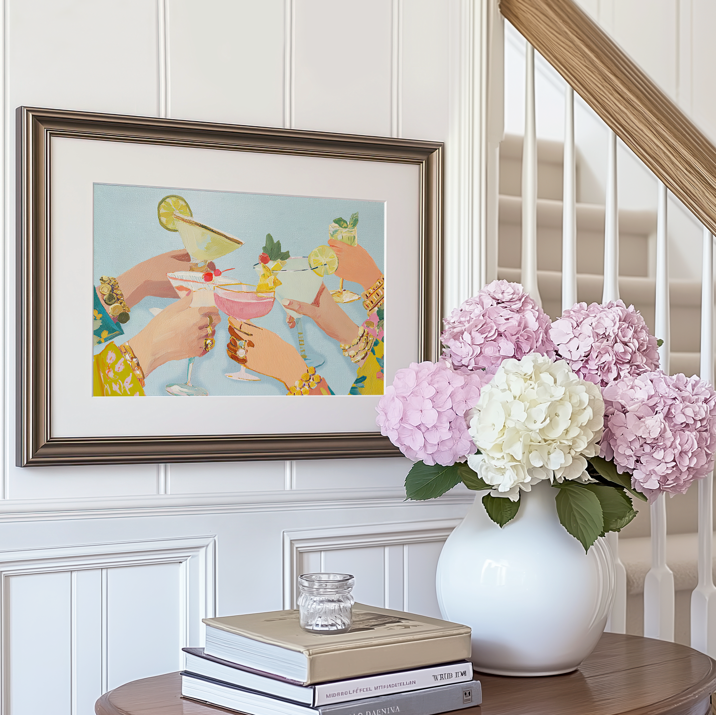 Stylish Cocktail Bar Print: Preppy Girls Night Out Martini  Artwork for Home Decor  Version 2