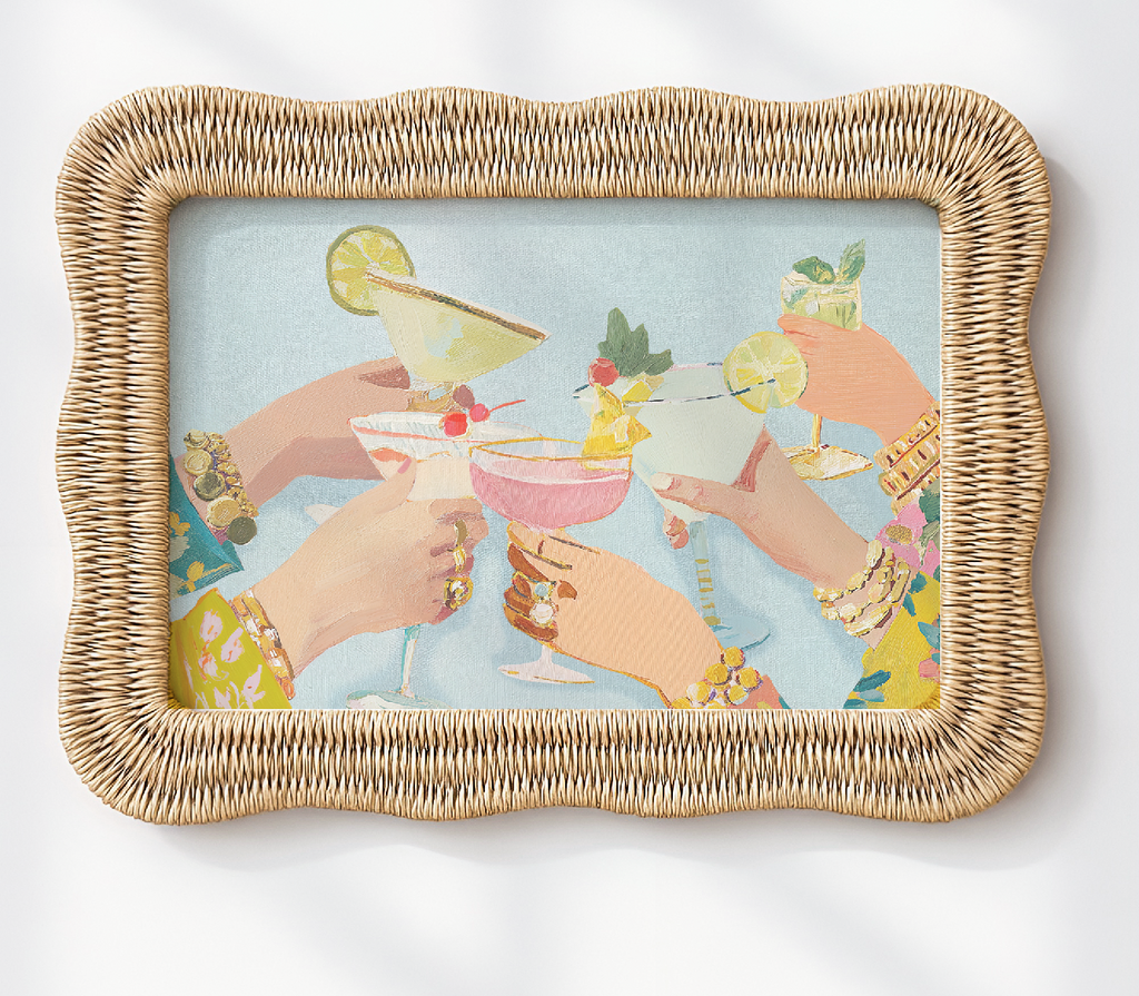 Stylish Cocktail Bar Print: Preppy Girls Night Out Martini  Artwork for Home Decor  Version 2