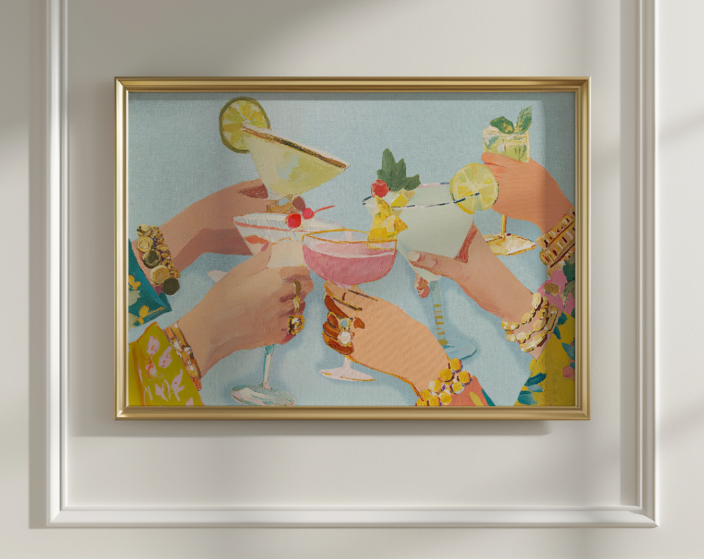Stylish Cocktail Bar Print: Preppy Girls Night Out Martini  Artwork for Home Decor  Version 2