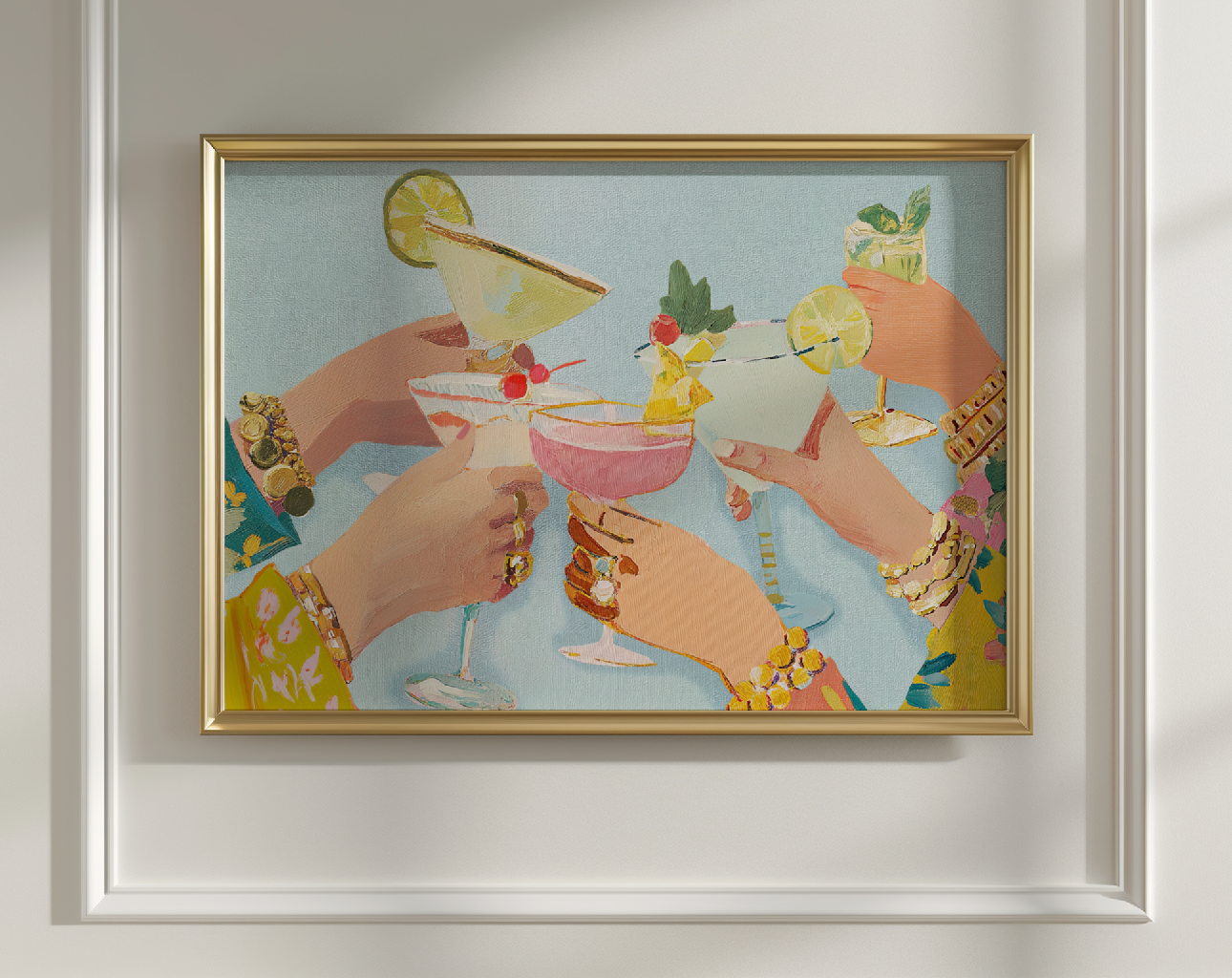 Stylish Cocktail Bar Print: Preppy Girls Night Out Martini  Artwork for Home Decor  Version 2